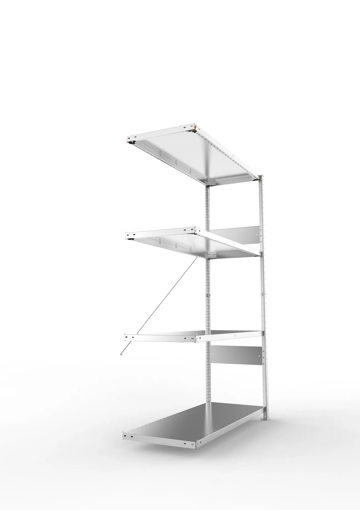 META CLIP SPLIT | Fachbodenregal | Anbauregal | 2000 x 1300 x 500 mm | Fachlast 150 kg | 3+1 Ebenen | verzinkt