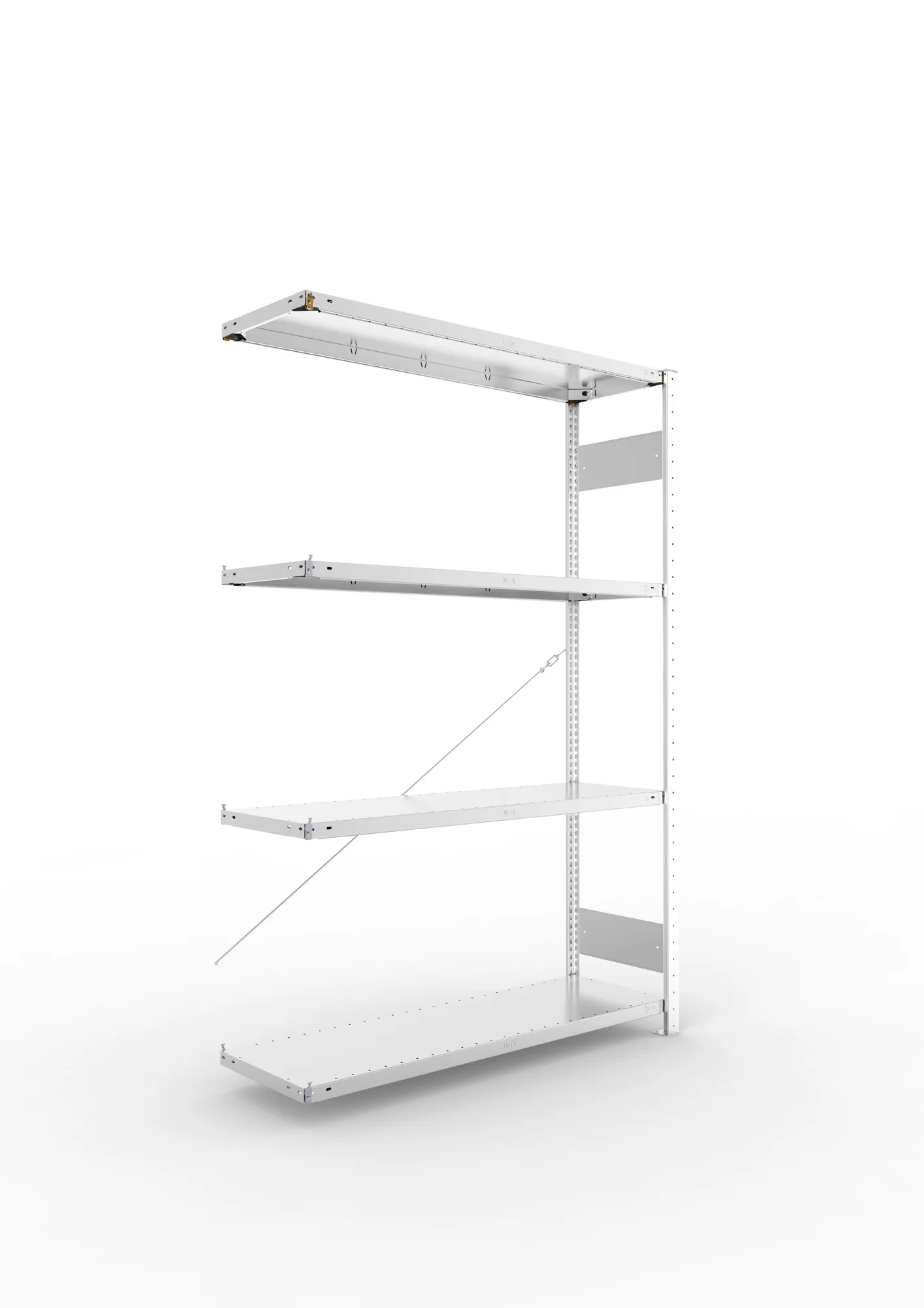 META CLIP S3 | Fachbodenregal | Anbauregal | 2000 x 1300 x 400 mm | Fachlast 150 kg | 3+1 Ebenen | verzinkt