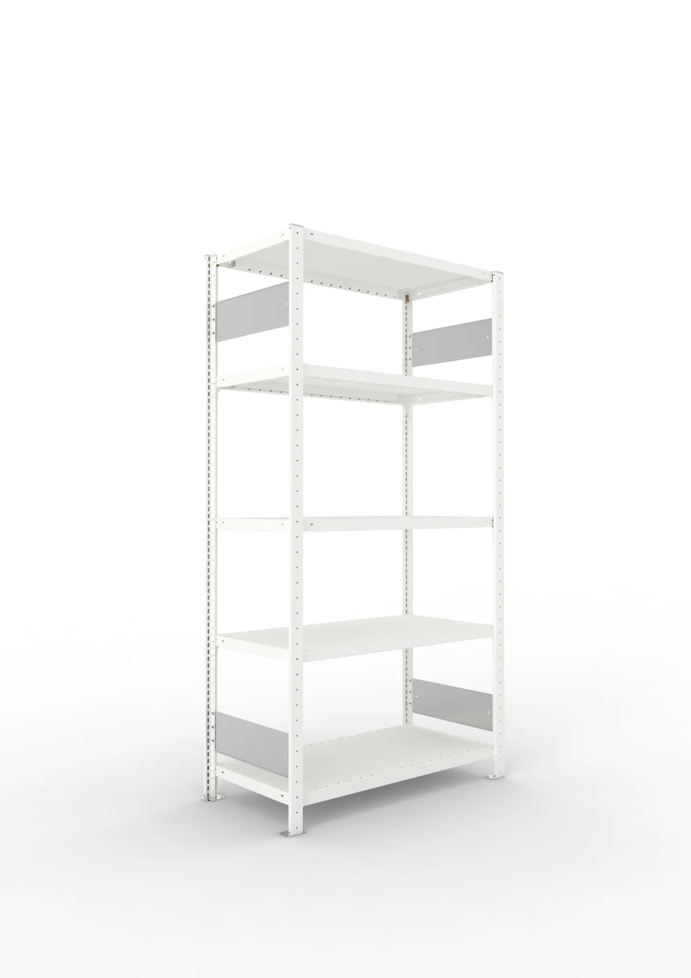 META CLIP S3 | Fachbodenregal | Grundregal | 2000 x 1000 x 500 mm | Fachlast 230 kg | 4+1 Ebenen | Längsriegel | RAL 7035