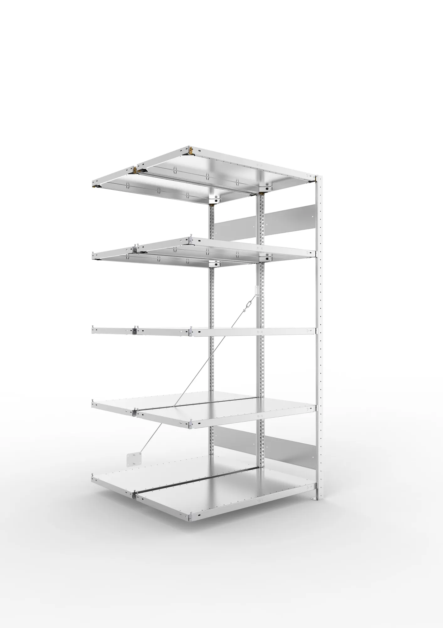 META CLIP S3 | Fachbodenregal | Doppel-Anbauregal | 2000 x 1000 x 500 mm | Fachlast 150 kg | 4+1 Ebenen | verzinkt