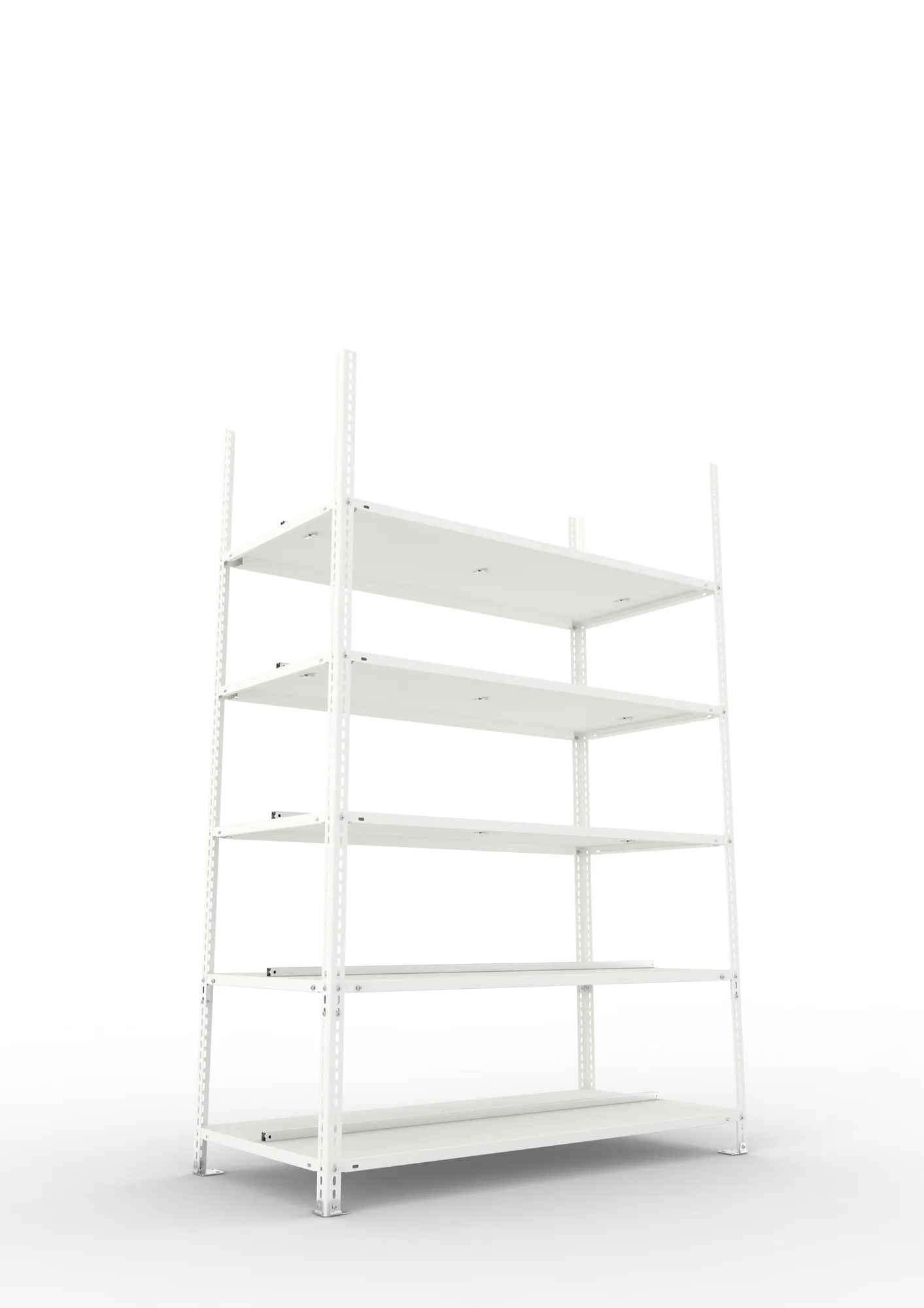 META FIX COMPACT | Büro-Schraubregal | Grundregal | 1850 x 1250 x 600 mm | Fachlast 100 kg | 5 Ebenen | RAL 7035