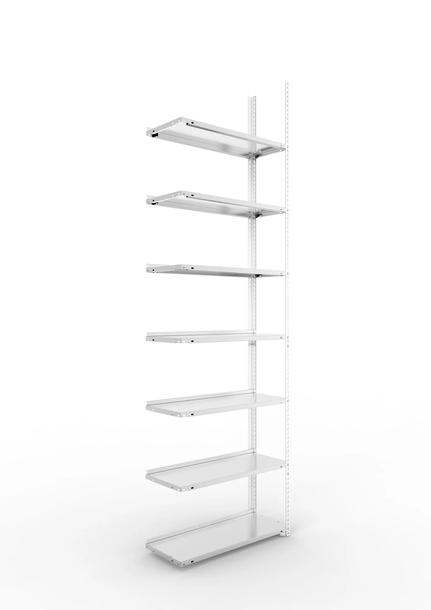 META FIX COMPACT | Büro-Schraubregal | Anbauregal | 2500 x 750 x 300 mm | Fachlast 80 kg | 7 Ebenen | verzinkt