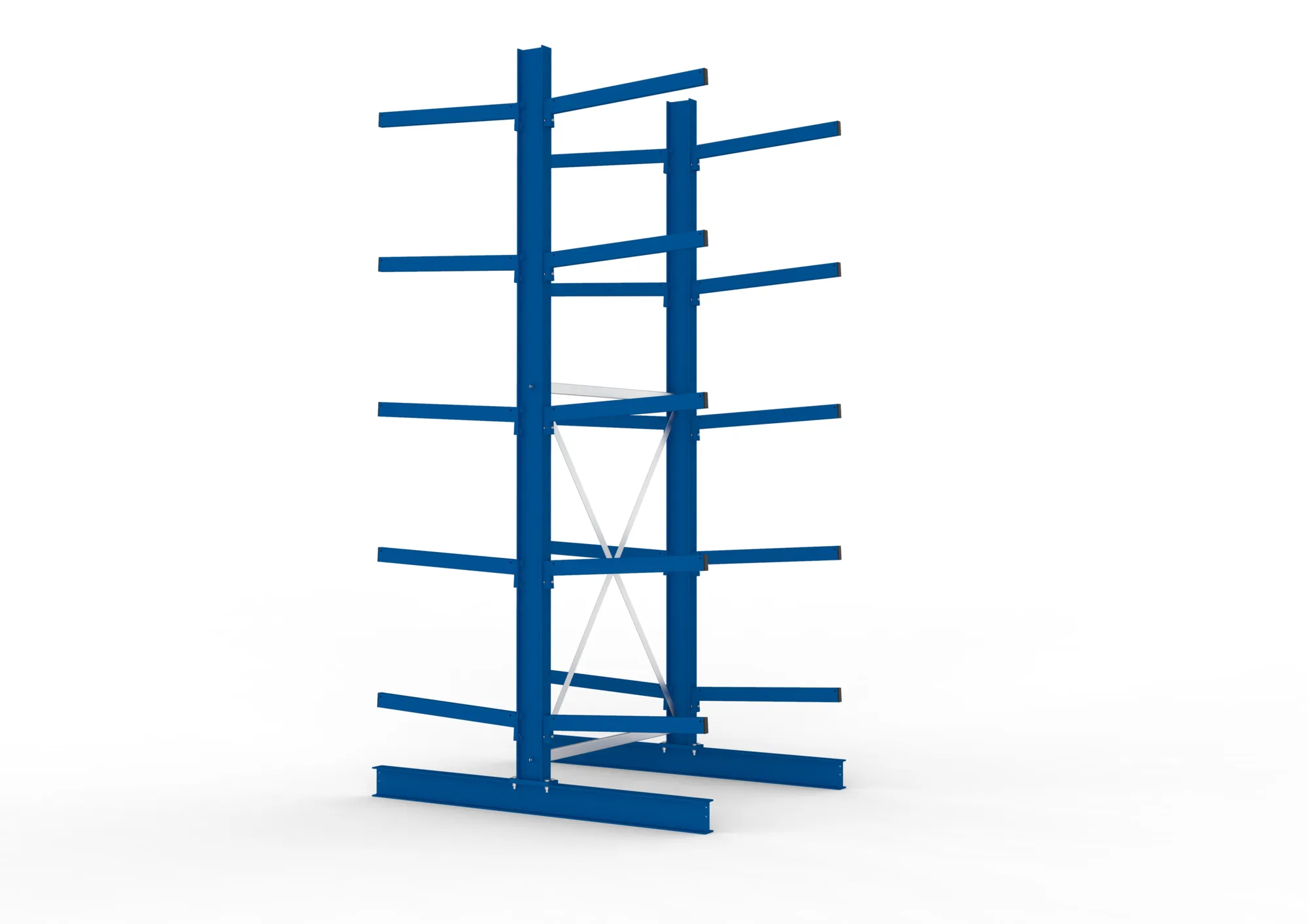 META MULTISTRONG M | Kragarmregal | Grundregal | 3500 x 1300 x 800 mm | Armlast 250 kg | doppelseitig | 5+1 Ebenen