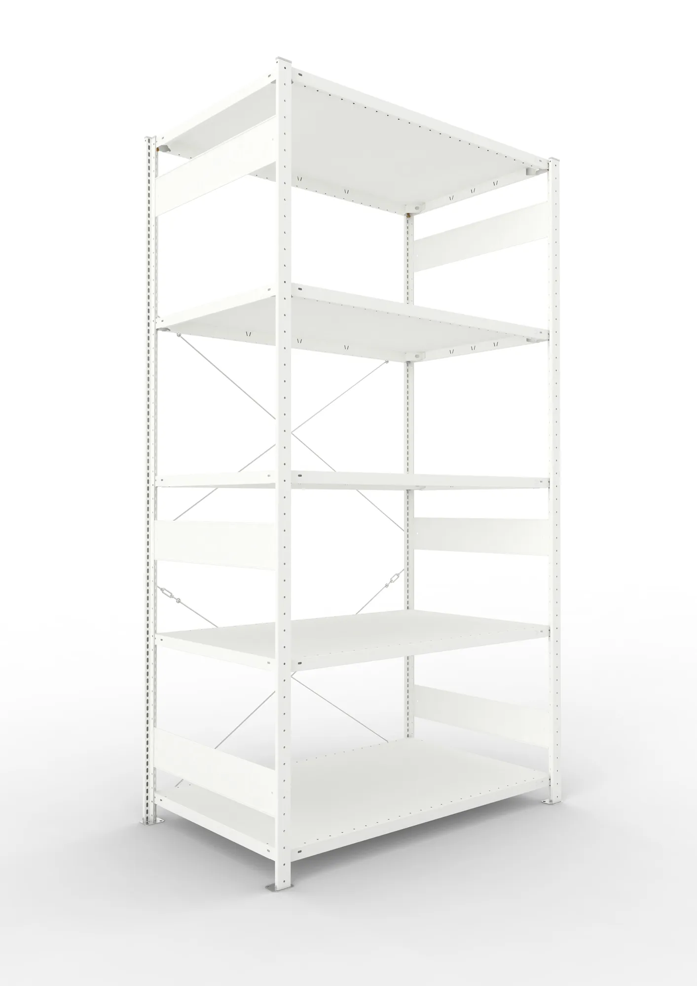 META CLIP | Fachbodenregal | Grundregal | 2500 x 1300 x 800 mm | Fachlast 230 kg | 4+1 Ebenen | RAL 7035