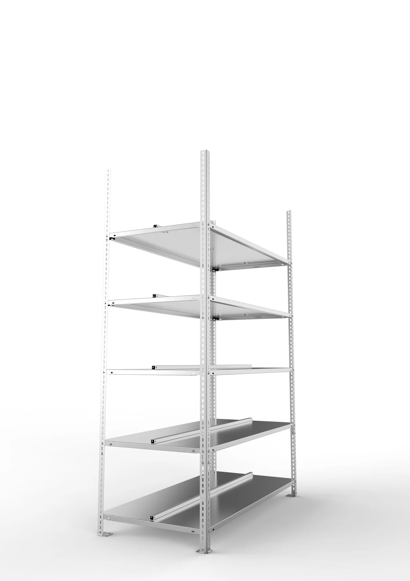 META FIX COMPACT | Büro-Schraubregal | Grundregal | 1850 x 1250 x 600 mm | Fachlast 100 kg | 5 Ebenen | verzinkt