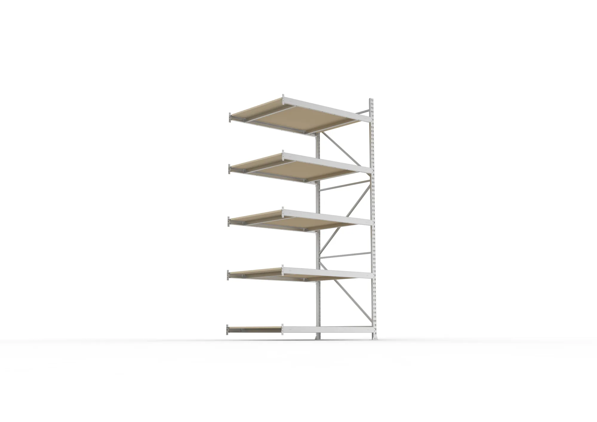 META MINI-RACK Weitspannregal | Anbauregal | 3000 x 1400 x 1050 mm | Fachlast 600 kg | Spanplattenböden | 5 Ebenen