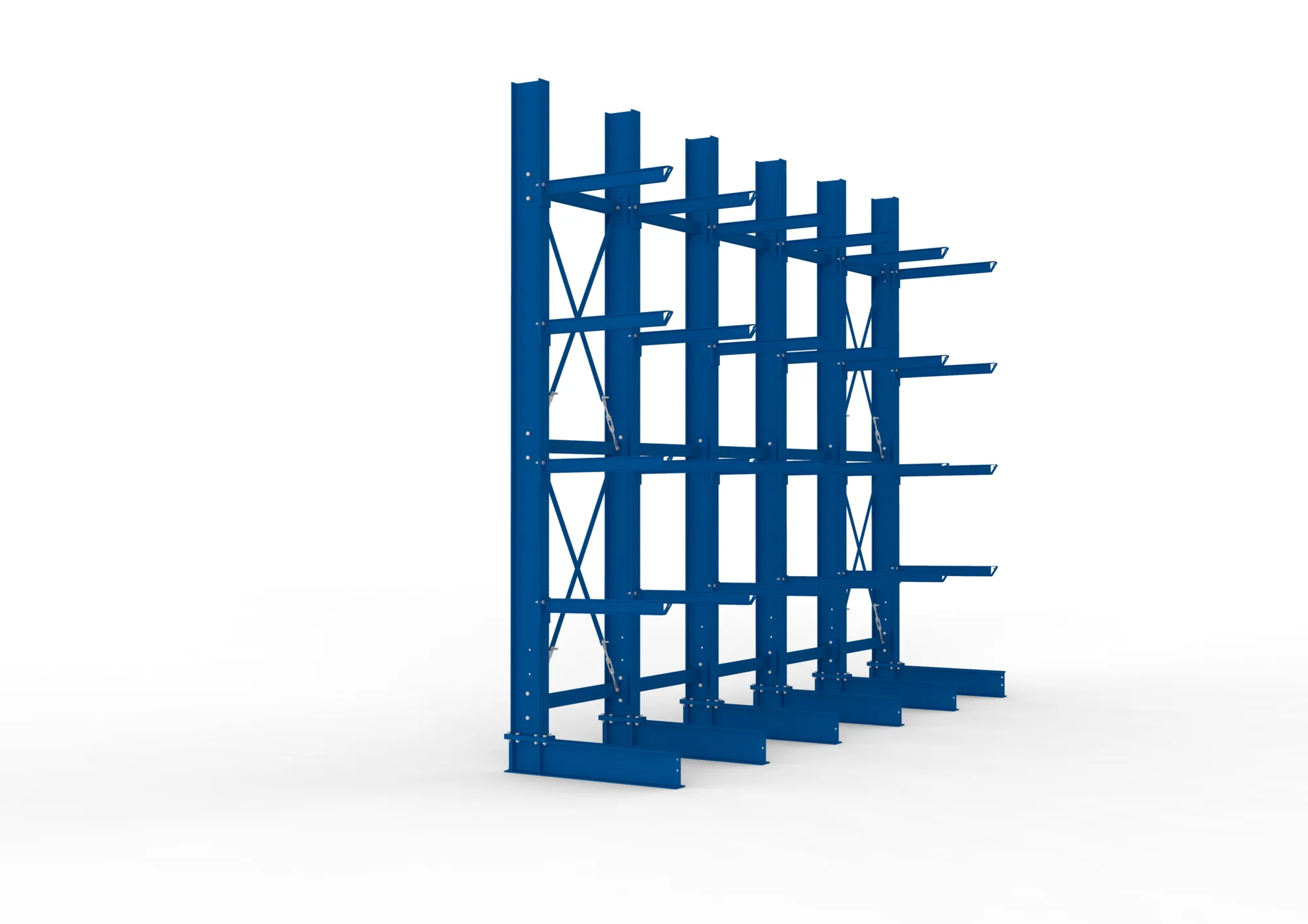 META MULTISTRONG H | Kragarmregal | 5 Felder | 4000 x 5000 x 800 mm | Armlast 630 kg | einseitig | 4+1 Ebenen