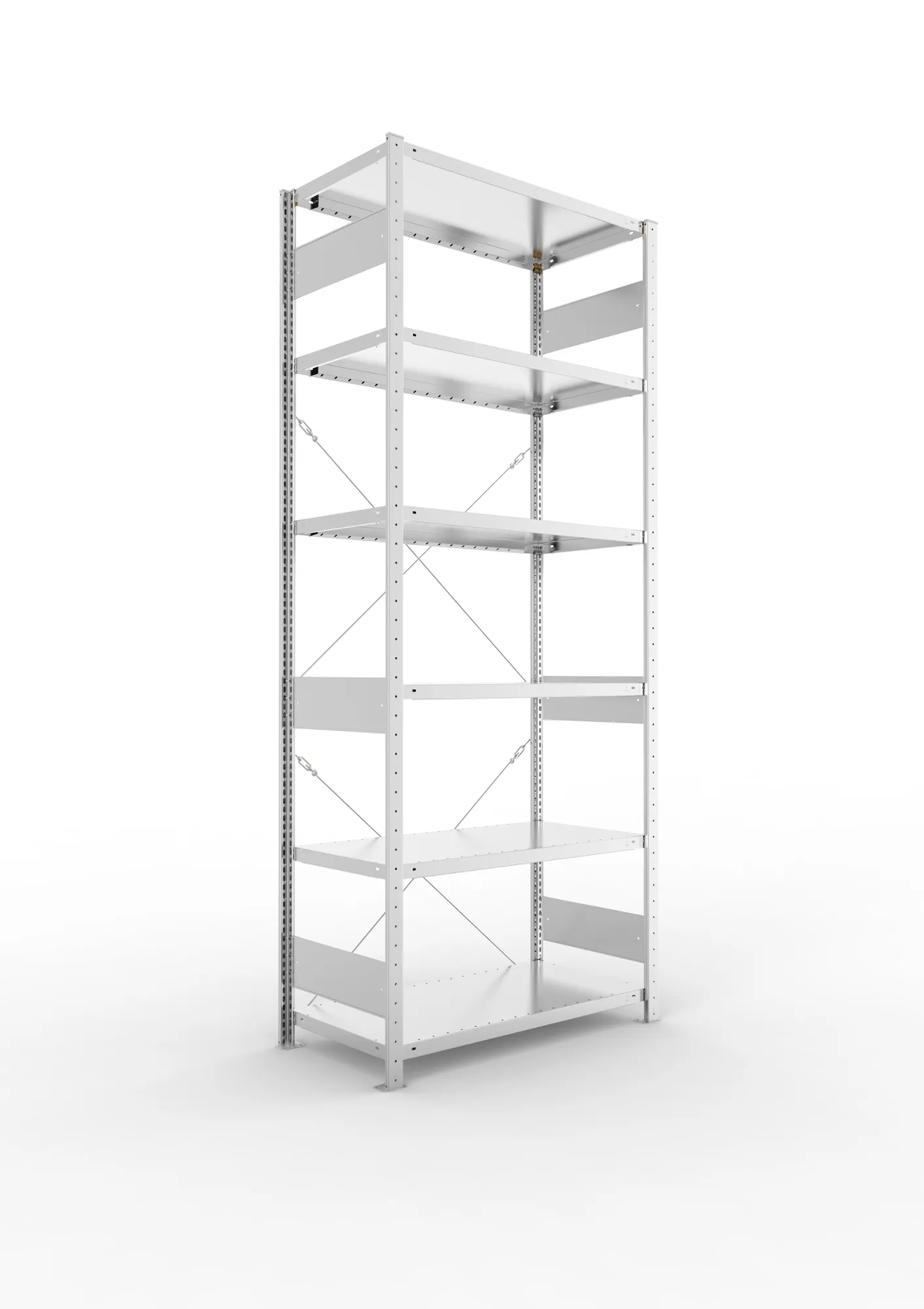META CLIP S3 | Fachbodenregal | Grundregal | 2500 x 1000 x 500 mm | Fachlast 100 kg | 5+1 Ebenen | verzinkt