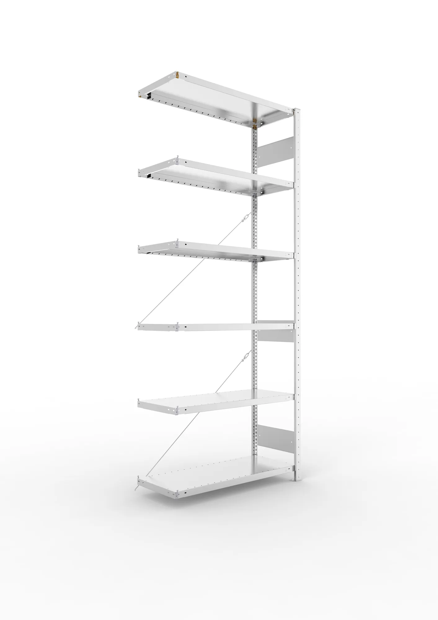 META CLIP S3 | Fachbodenregal | Anbauregal | 2500 x 1000 x 400 mm | Fachlast 100 kg | 5+1 Ebenen | verzinkt