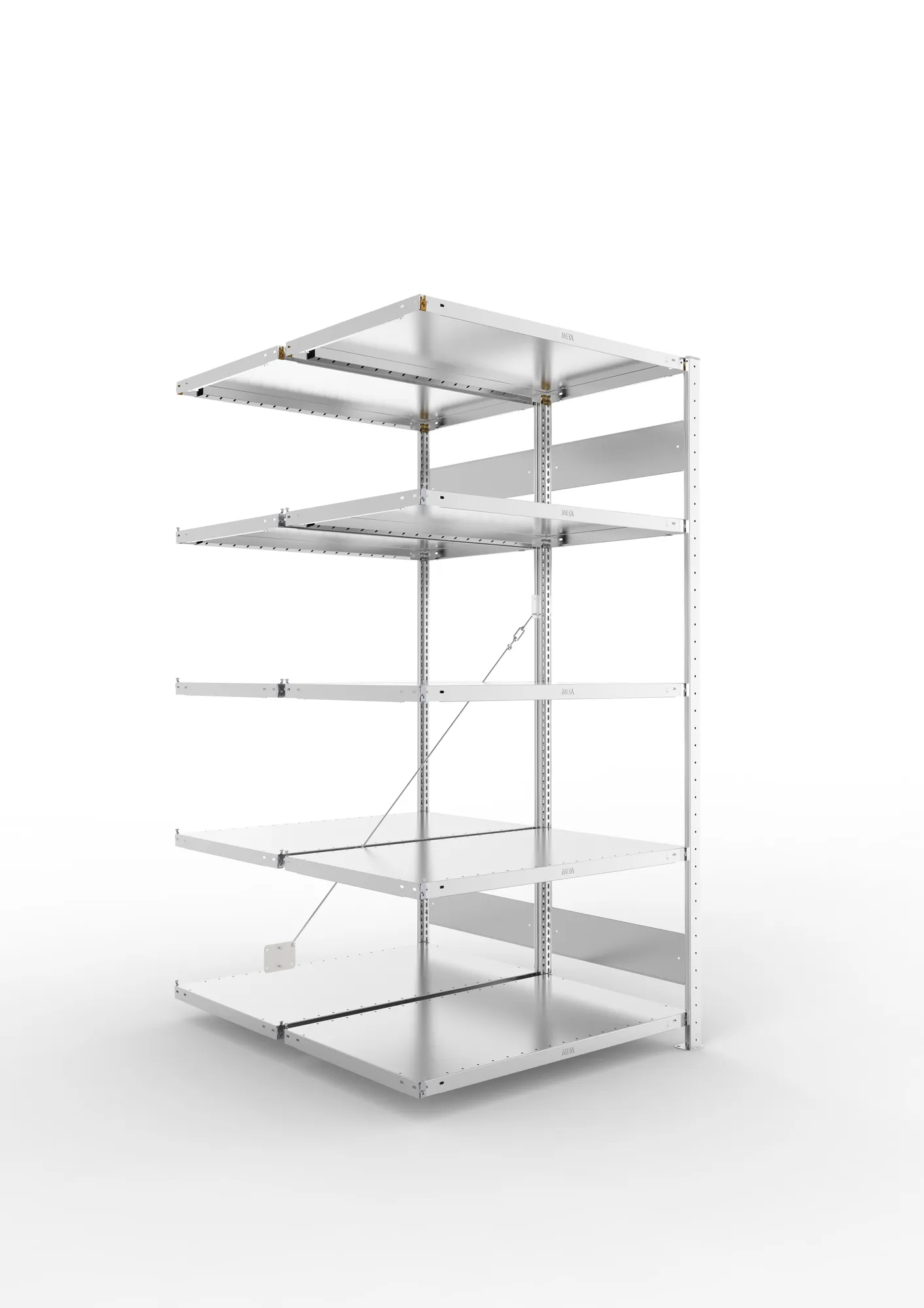 META CLIP S3 | Fachbodenregal | Doppel-Anbauregal | 2000 x 1000 x 600 mm | Fachlast 230 kg | 4+1 Ebenen | verzinkt