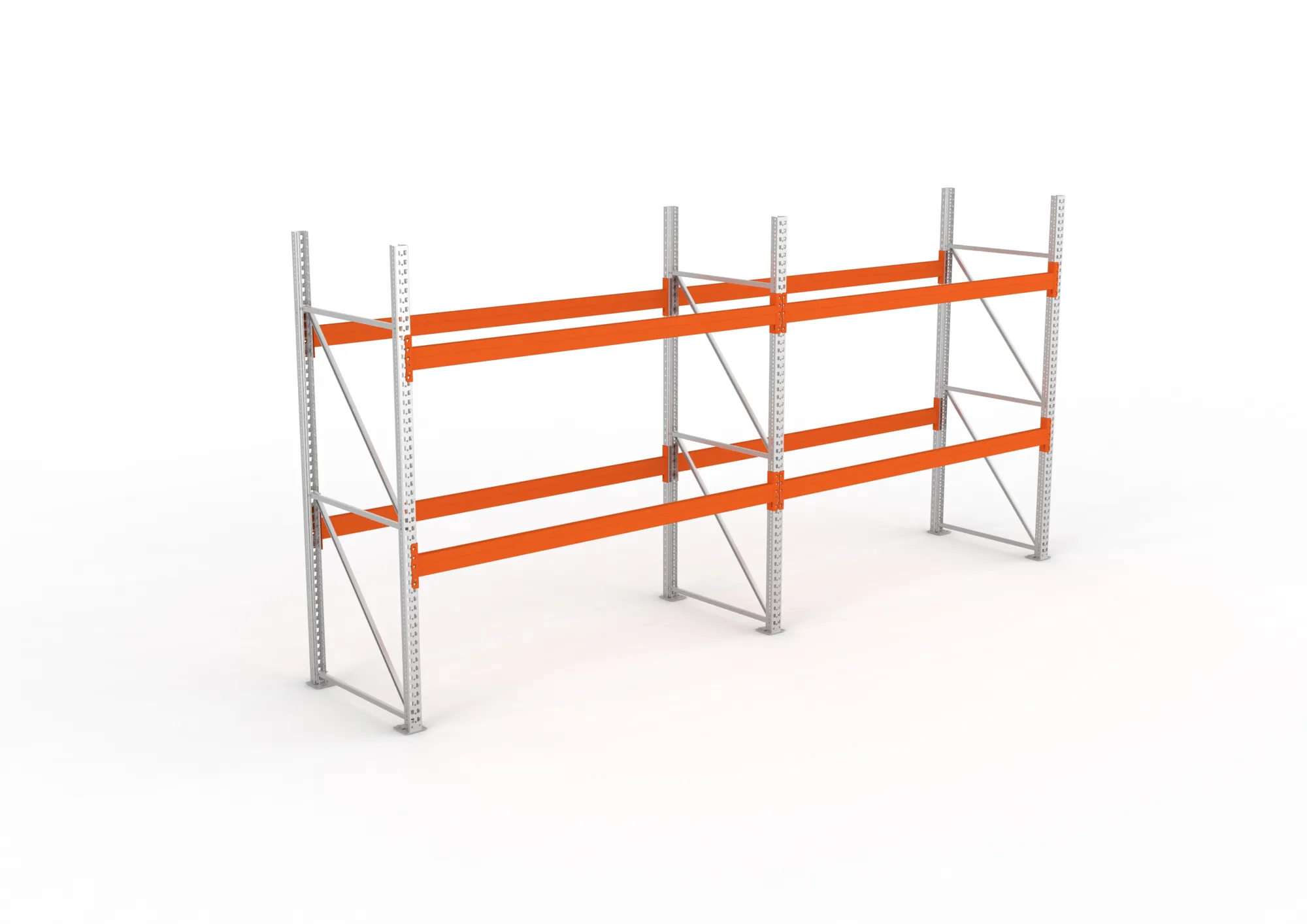 META MULTIPAL | Palettenregal | 2 Felder | 2700 x 2700 x 1100 mm | Fachlast 2600 kg | 3 Ebenen | 8 Paletten | verzinkt
