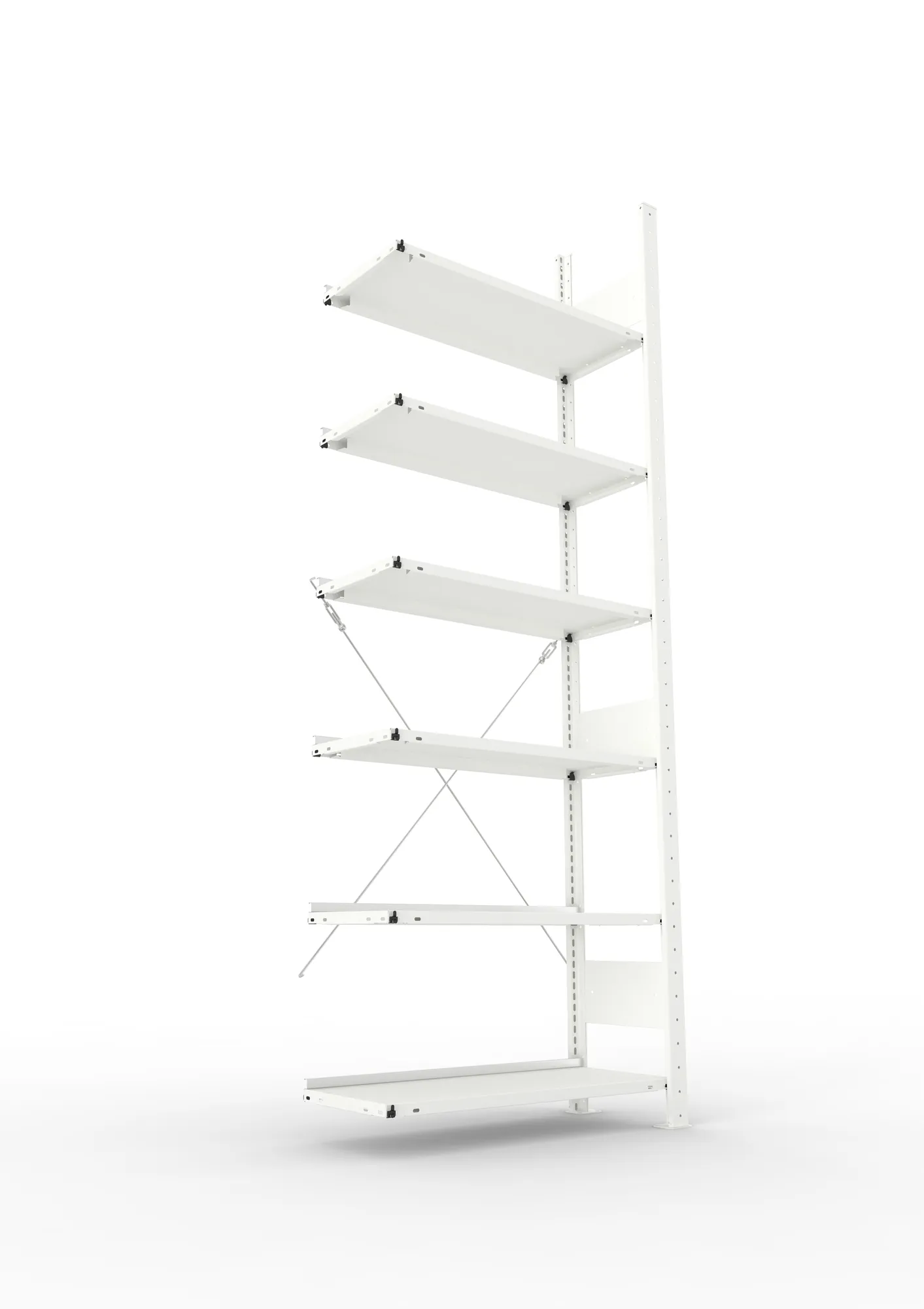 META COMPACT | Büro-Steckregal | Anbauregal | 2200 x 750 x 300 mm | Fachlast 80 kg | 6 Ebenen | RAL 7035