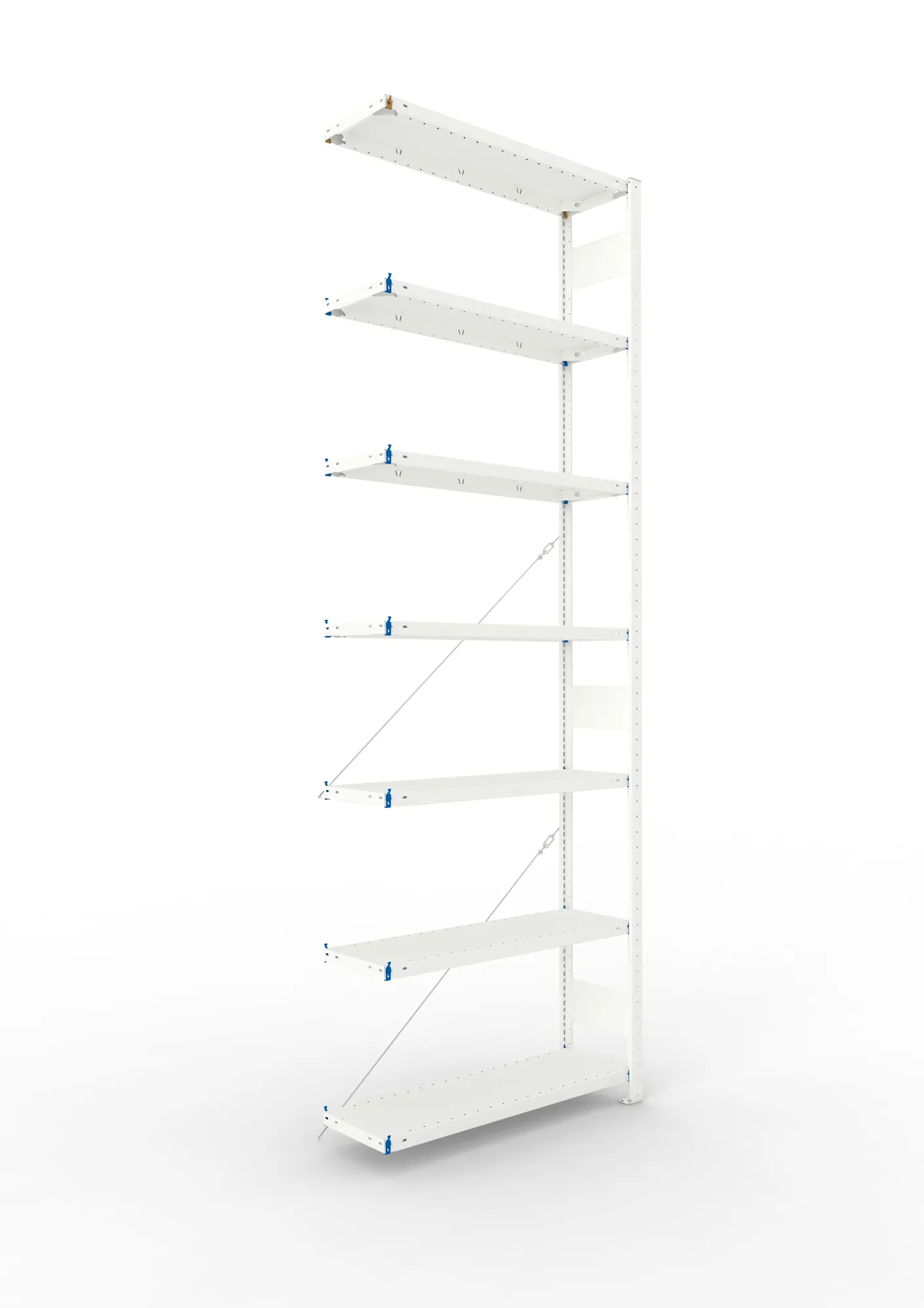 META CLIP | Fachbodenregal | Anbauregal | 3000 x 1000 x 300 mm | Fachlast 150 kg | 6+1 Ebenen | RAL 7035
