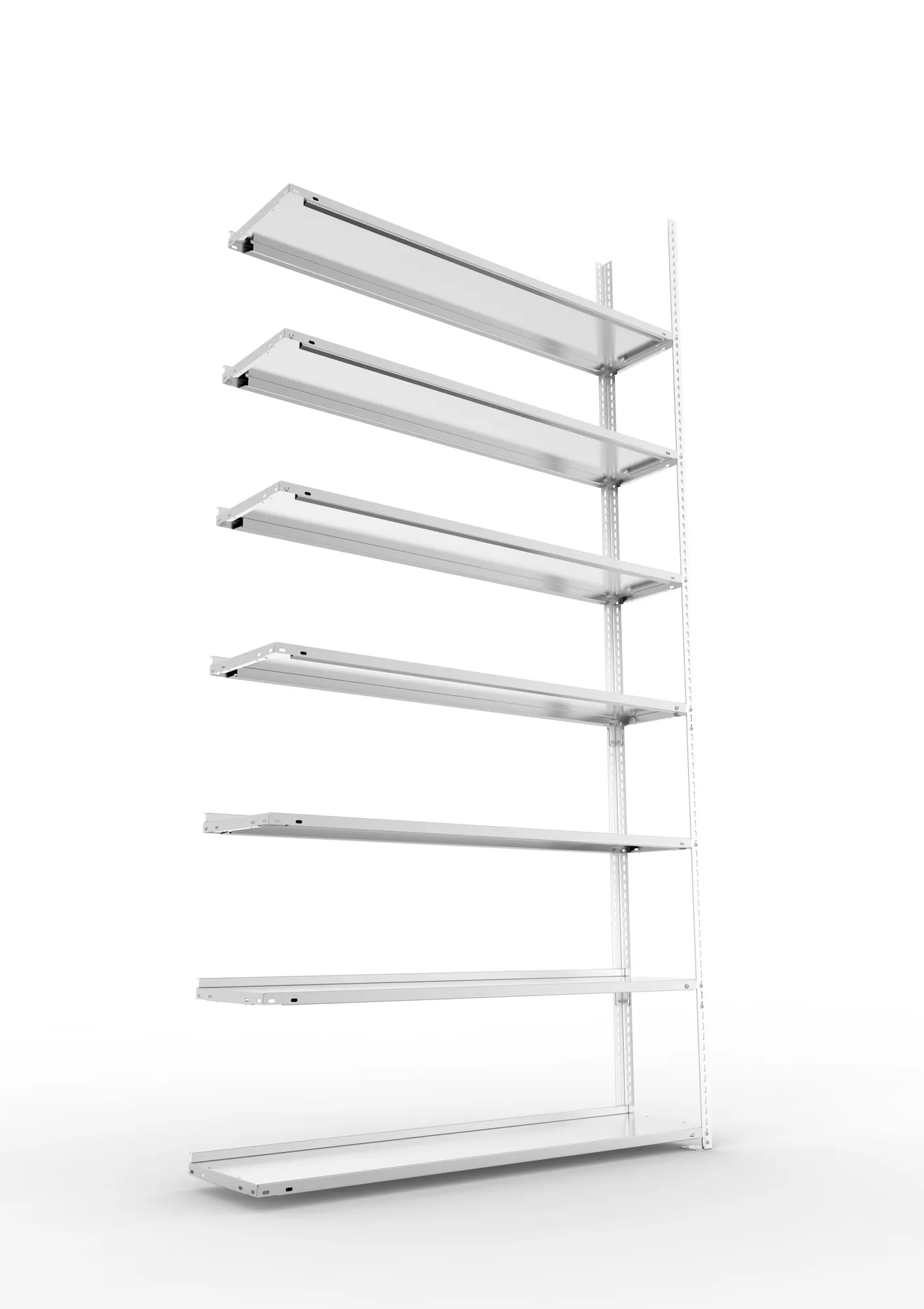 META FIX COMPACT | Büro-Schraubregal | Anbauregal | 2500 x 1250 x 300 mm | Fachlast 80 kg | 7 Ebenen | verzinkt