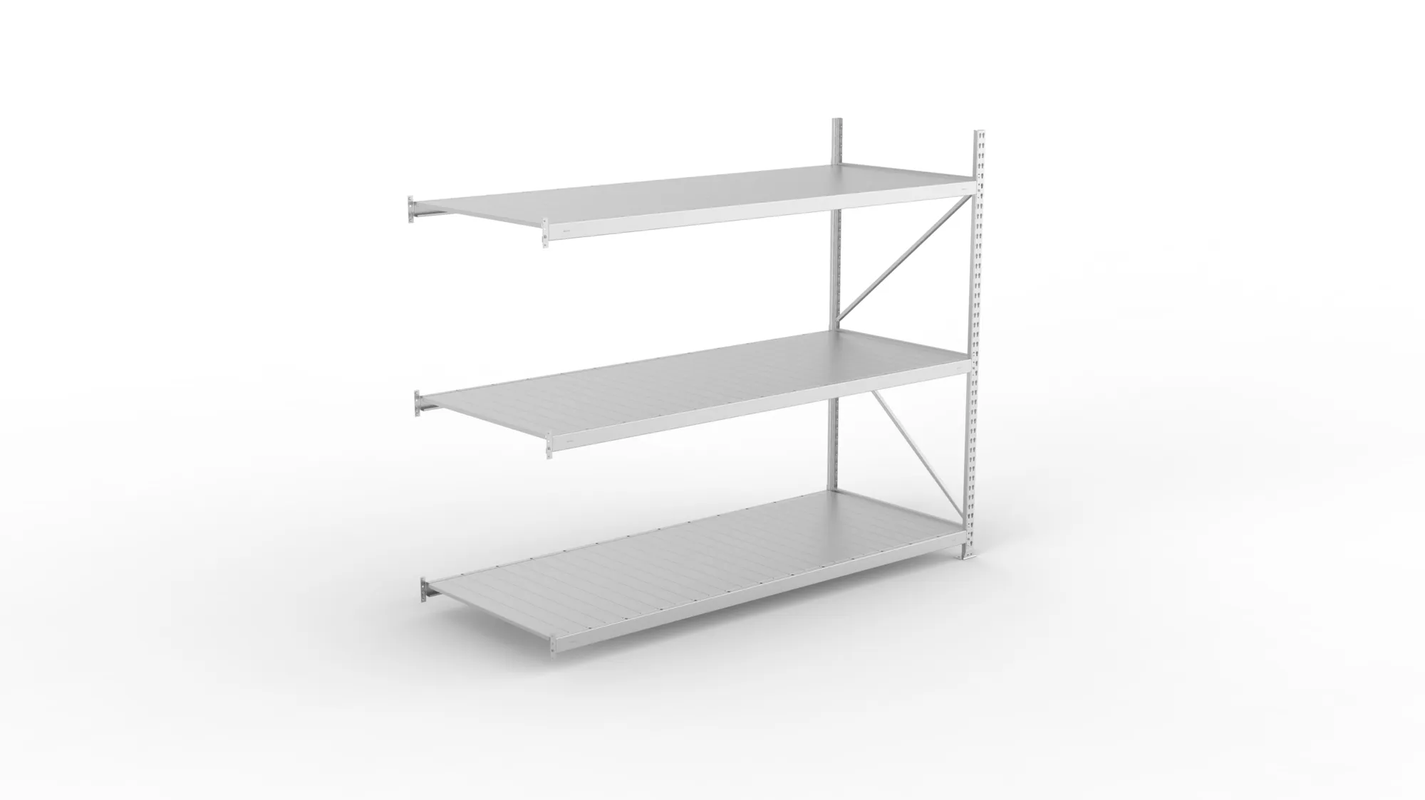 META MINI-RACK Weitspannregal | Anbauregal | 2200 x 2600 x 1050 mm | Fachlast 490 kg | Stahlpaneelböden | 3 Ebenen
