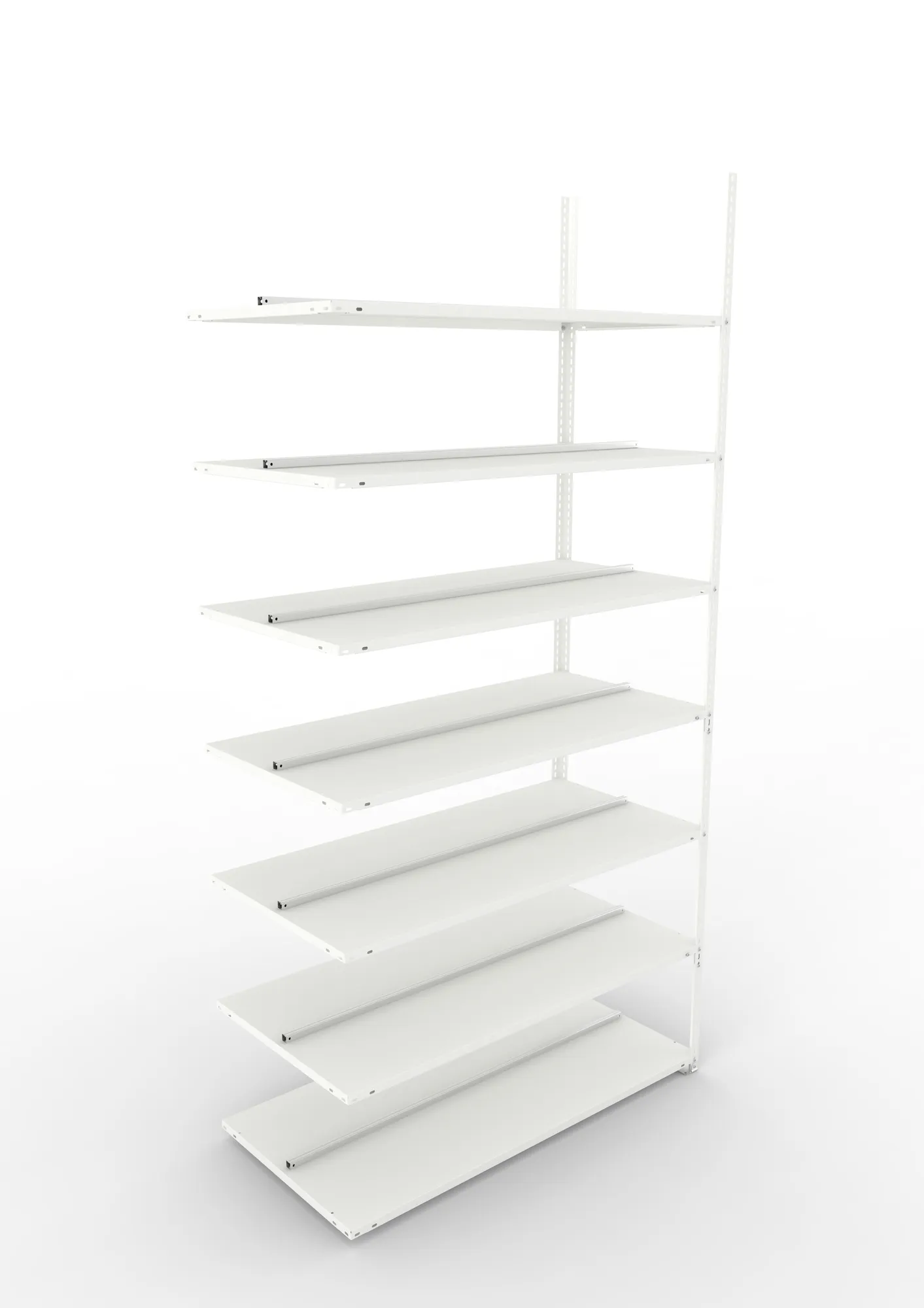 META FIX COMPACT | Büro-Schraubregal | Anbauregal | 2500 x 1250 x 600 mm | Fachlast 100 kg | 7 Ebenen | RAL 7035