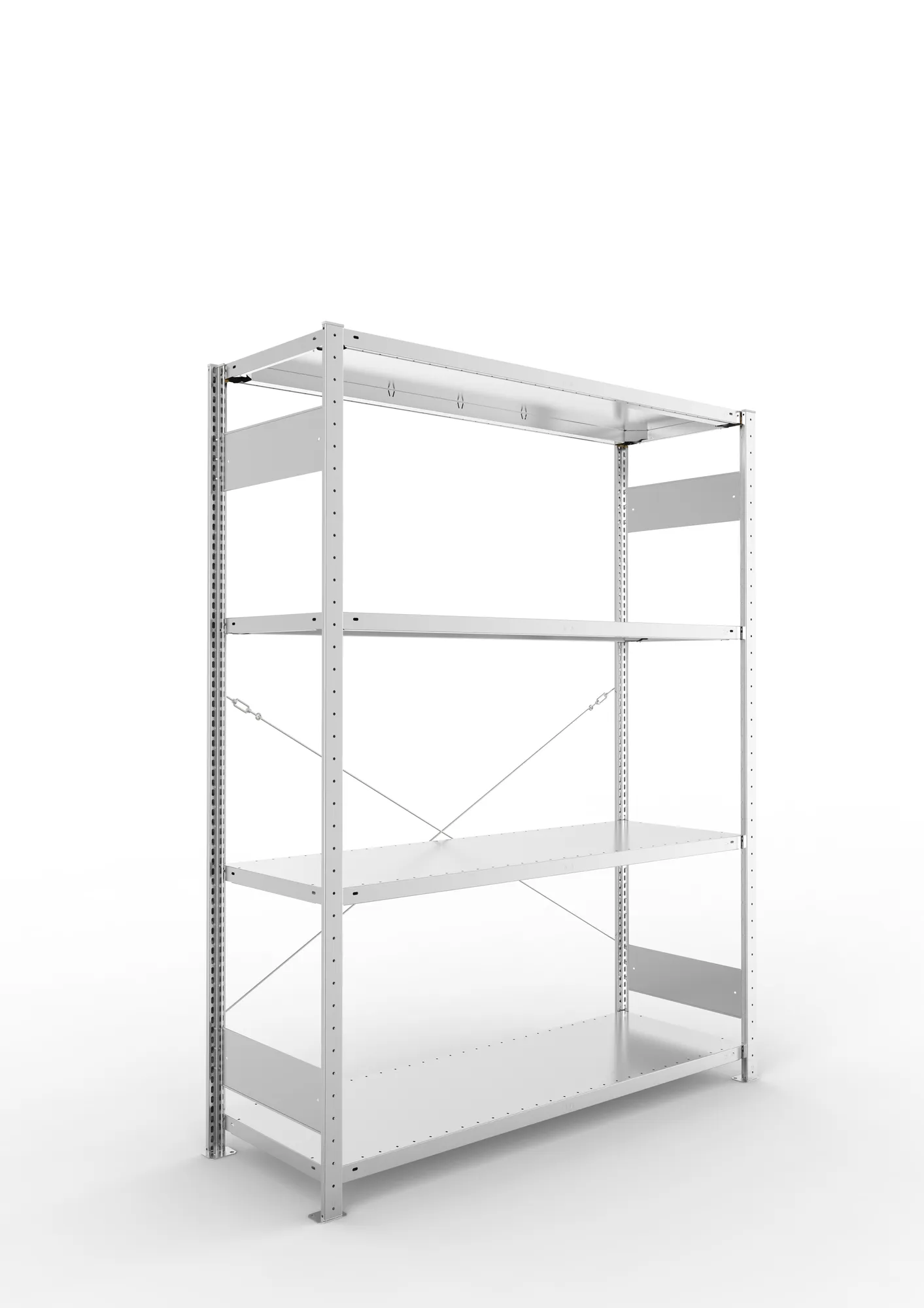META CLIP S3 | Fachbodenregal | Grundregal | 2000 x 1500 x 500 mm | Fachlast 200 kg | 3+1 Ebenen | verzinkt