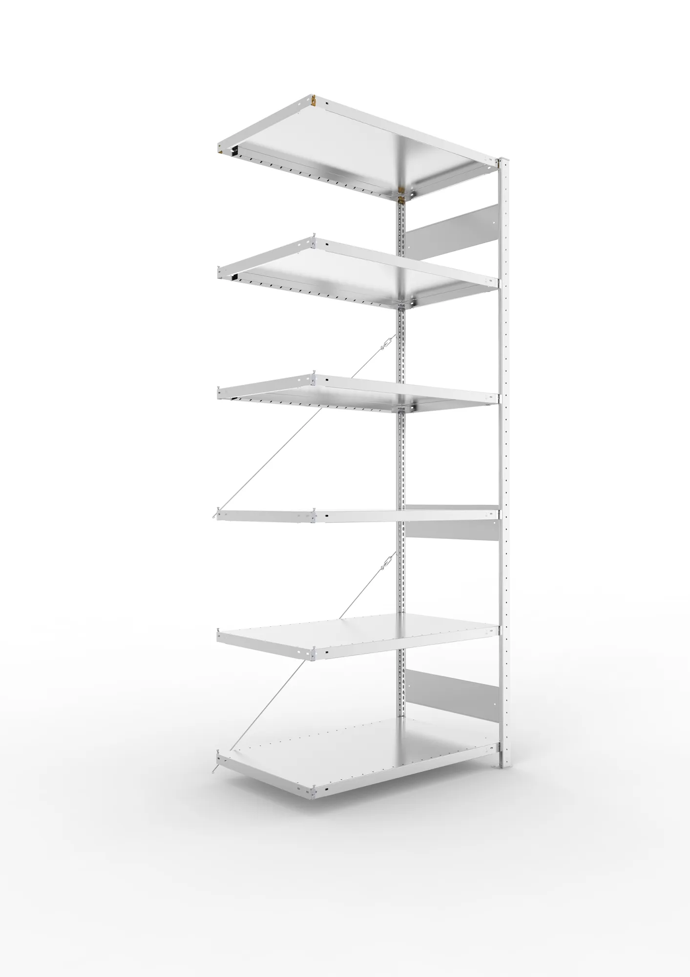 META CLIP S3 | Fachbodenregal | Anbauregal | 2500 x 1000 x 600 mm | Fachlast 100 kg | 5+1 Ebenen | verzinkt