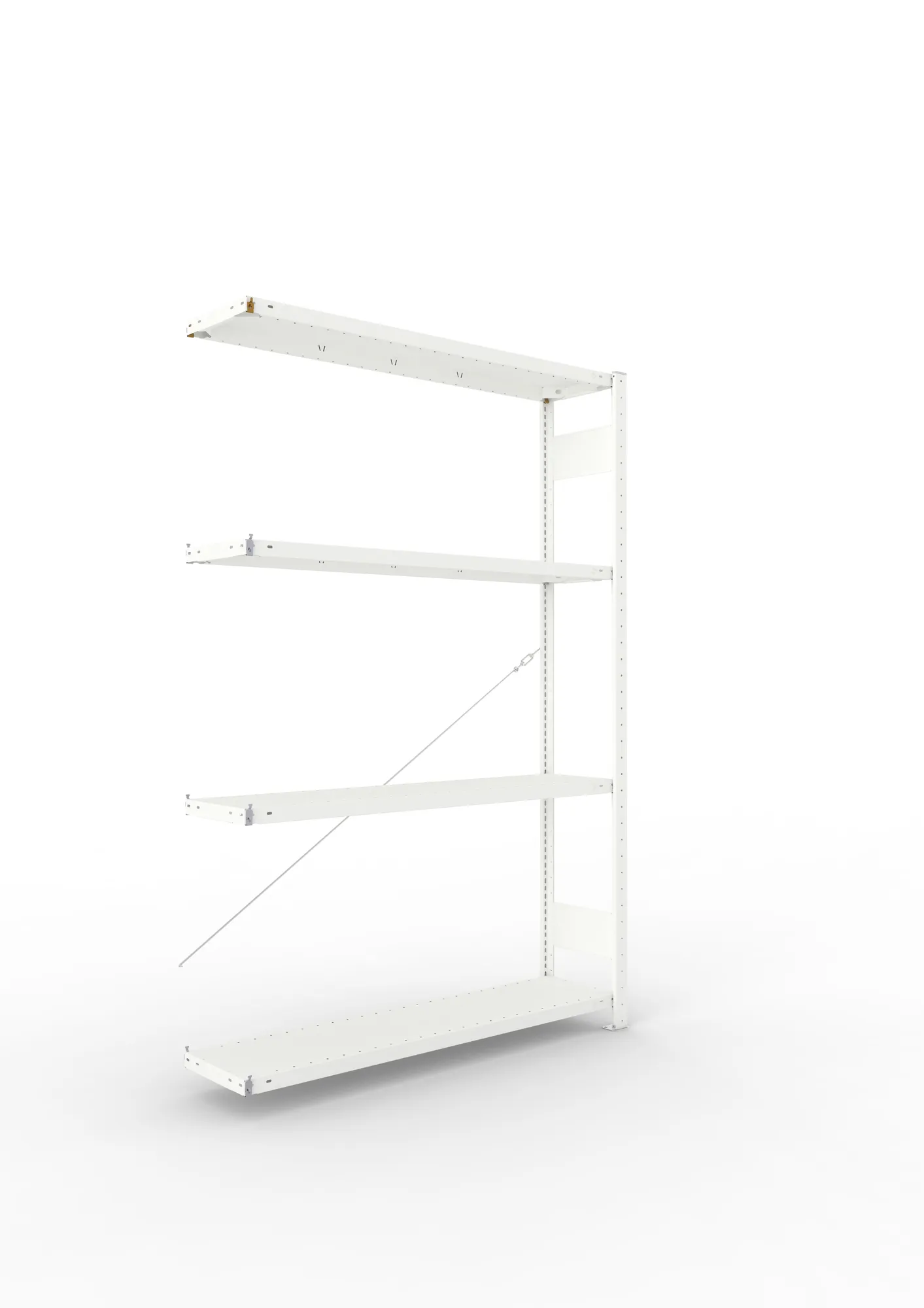 META CLIP | Fachbodenregal | Anbauregal | 2000 x 1300 x 300 mm | Fachlast 230 kg | 3+1 Ebenen | RAL 7035
