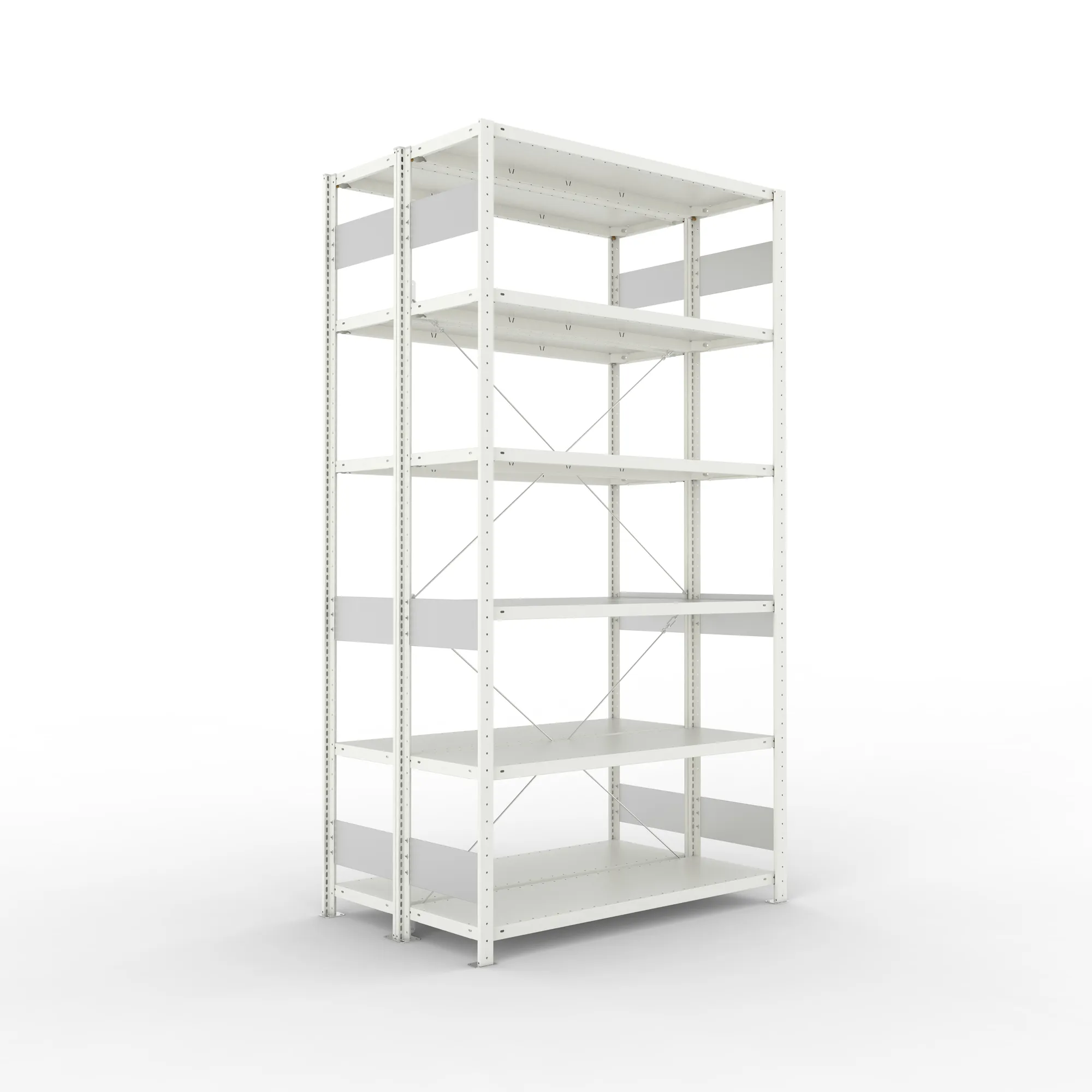 META CLIP S3 | Fachbodenregal | Doppel-Grundregal | 2500 x 1300 x 400 mm | Fachlast 150 kg | 5+1 Ebenen | RAL 7035