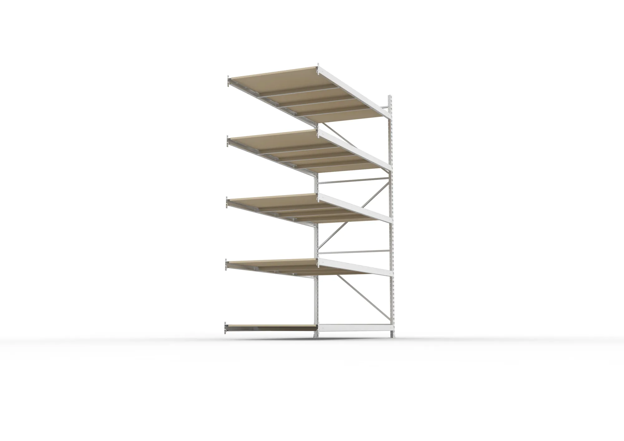 META MINI-RACK Weitspannregal | Anbauregal | 3000 x 2200 x 1050 mm | Fachlast 600 kg | Spanplattenböden | 5 Ebenen