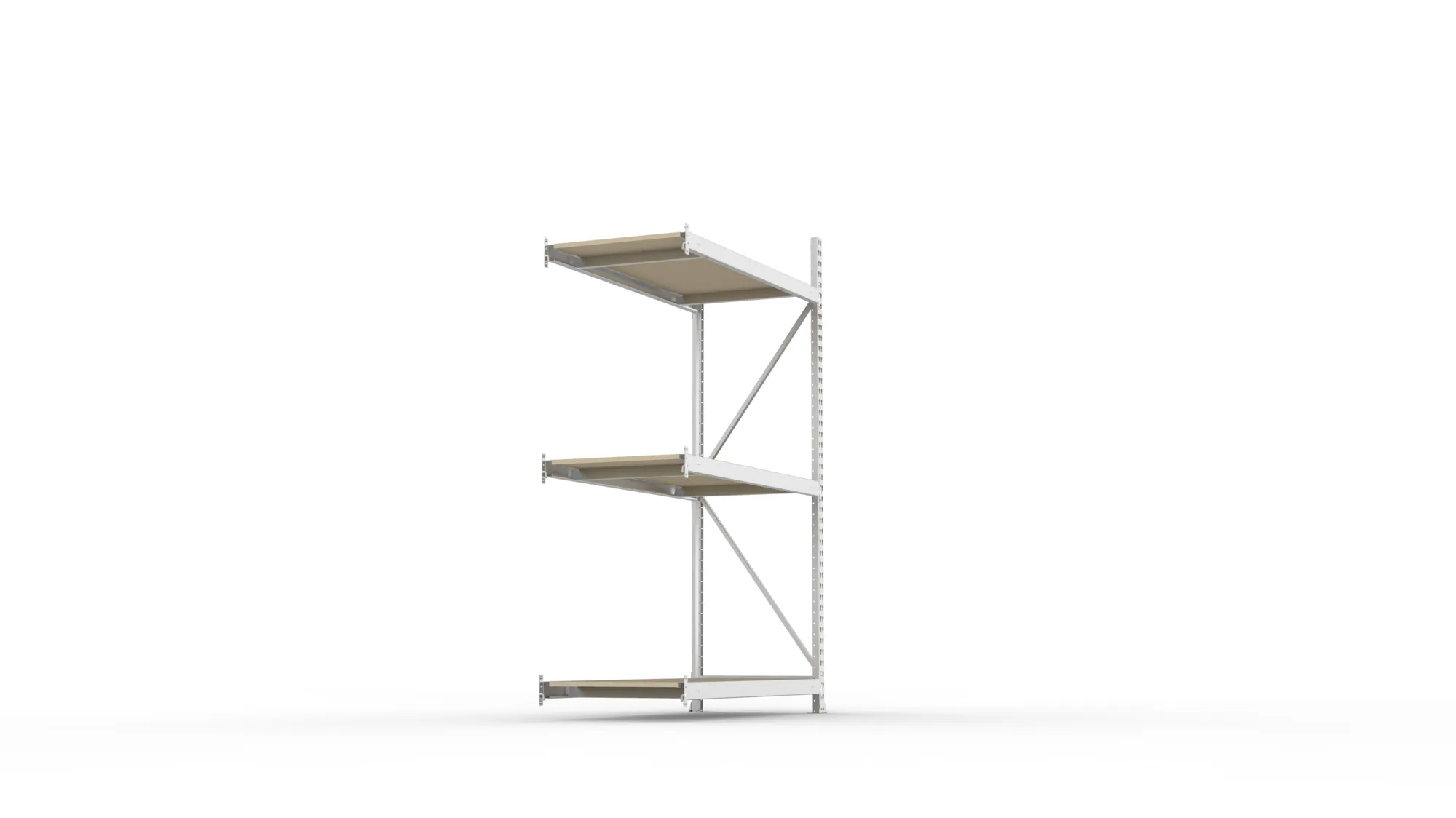 META MINI-RACK Weitspannregal | Anbauregal | 2200 x 1400 x 650 mm | Fachlast 600 kg | Spanplattenböden | 3 Ebenen