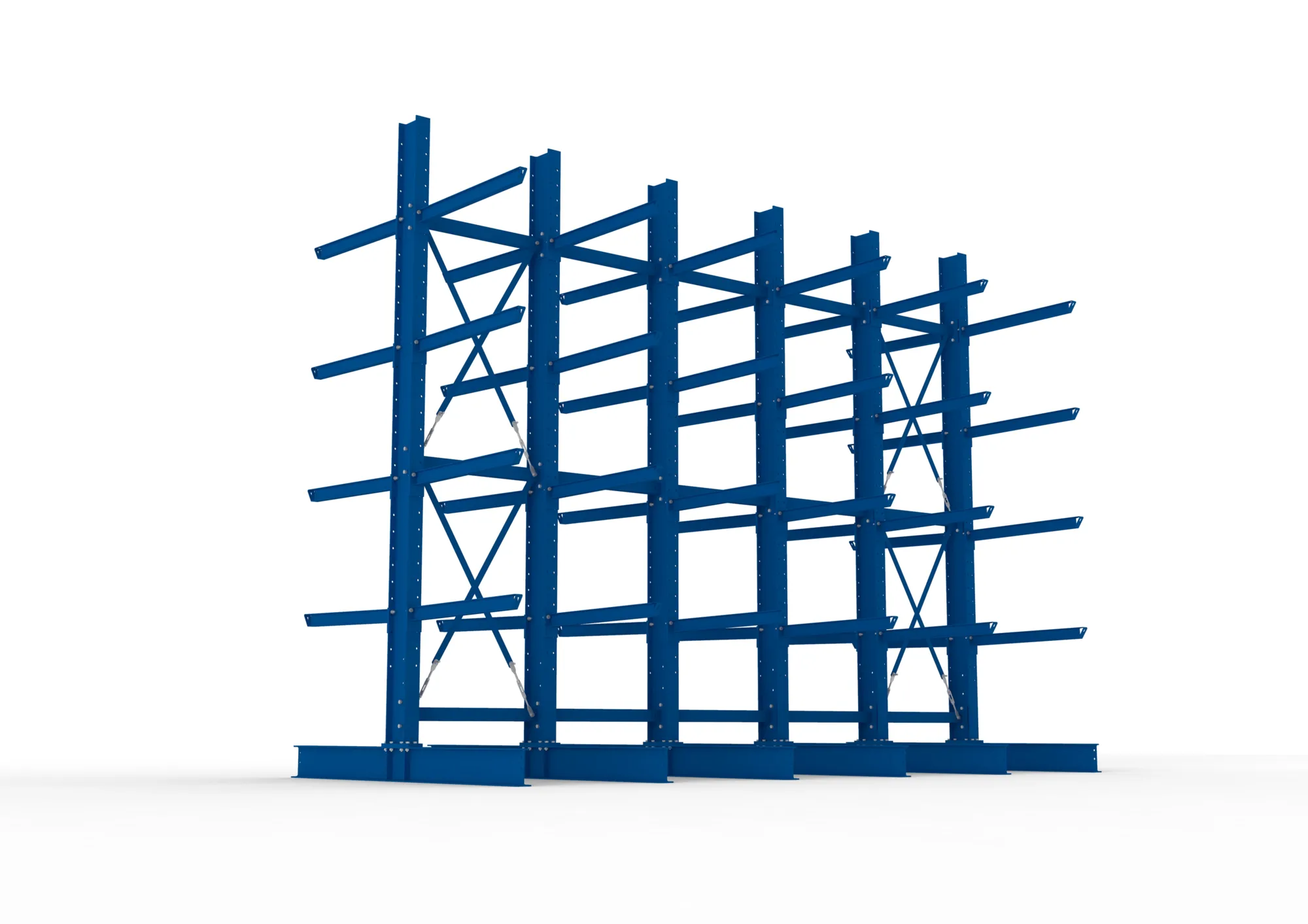 META MULTISTRONG H | Kragarmregal | 5 Felder | 4000 x 5000 x 1000 mm | Armlast 505 kg | doppelseitig | 4+1 Ebenen