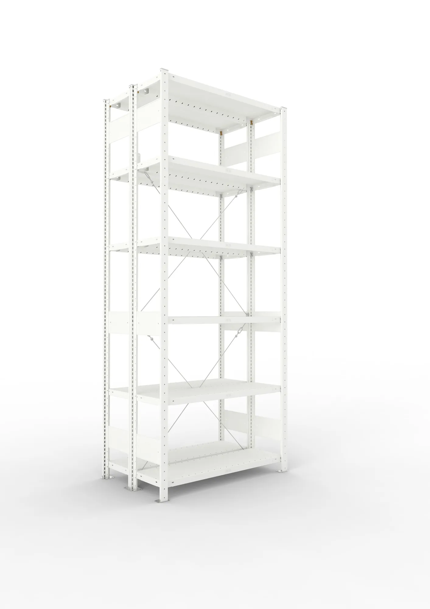 META CLIP | Fachbodenregal | Doppel-Grundregal | 2500 x 1000 x 300 mm | Fachlast 100 kg | 5+1 Ebenen | RAL 7035