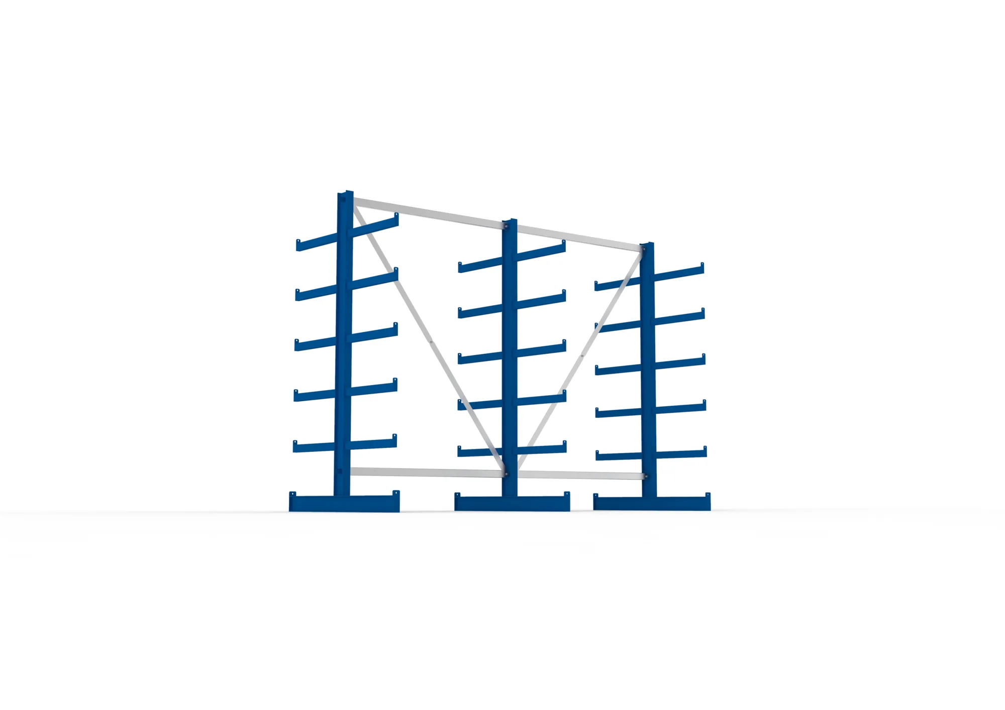 META ATLAS ST | Kragarmregal | 2 Felder | 2000 x 2700 x 500 mm | Armlast 200 kg | doppelseitig | 5+1 Ebenen | RAL 5010