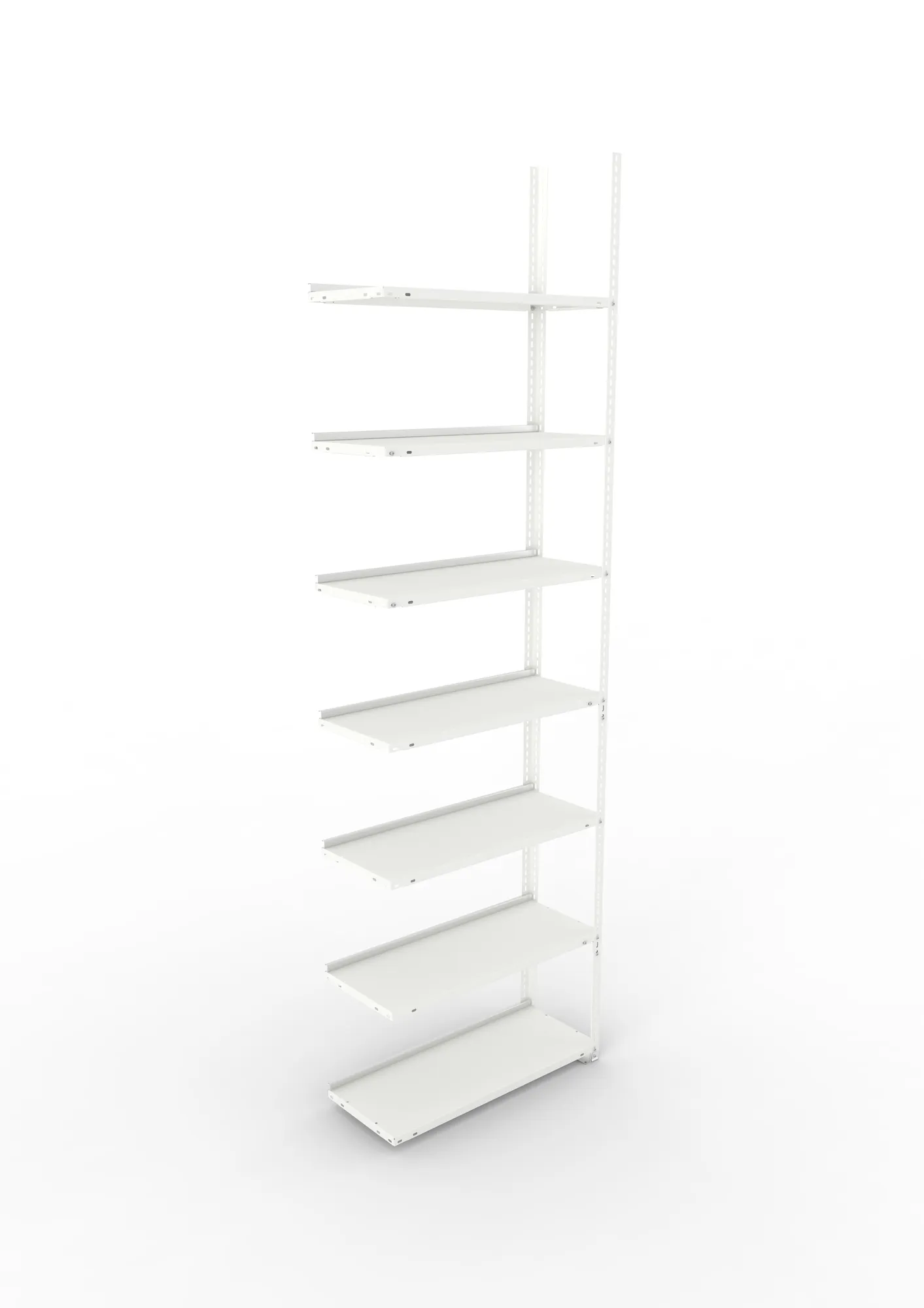 META FIX COMPACT | Büro-Schraubregal | Anbauregal | 2500 x 750 x 300 mm | Fachlast 80 kg | 7 Ebenen | RAL 7035