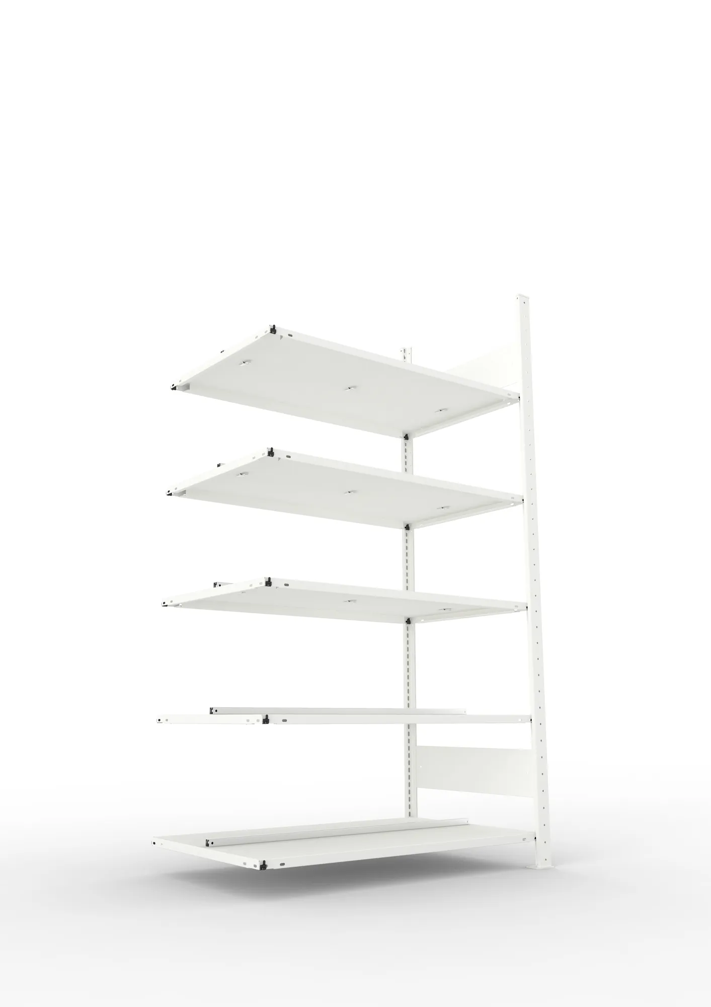 META COMPACT | Büro-Steckregal | Anbauregal | 1850 x 1000 x 600 mm | Fachlast 100 kg | 5 Ebenen | RAL 7035
