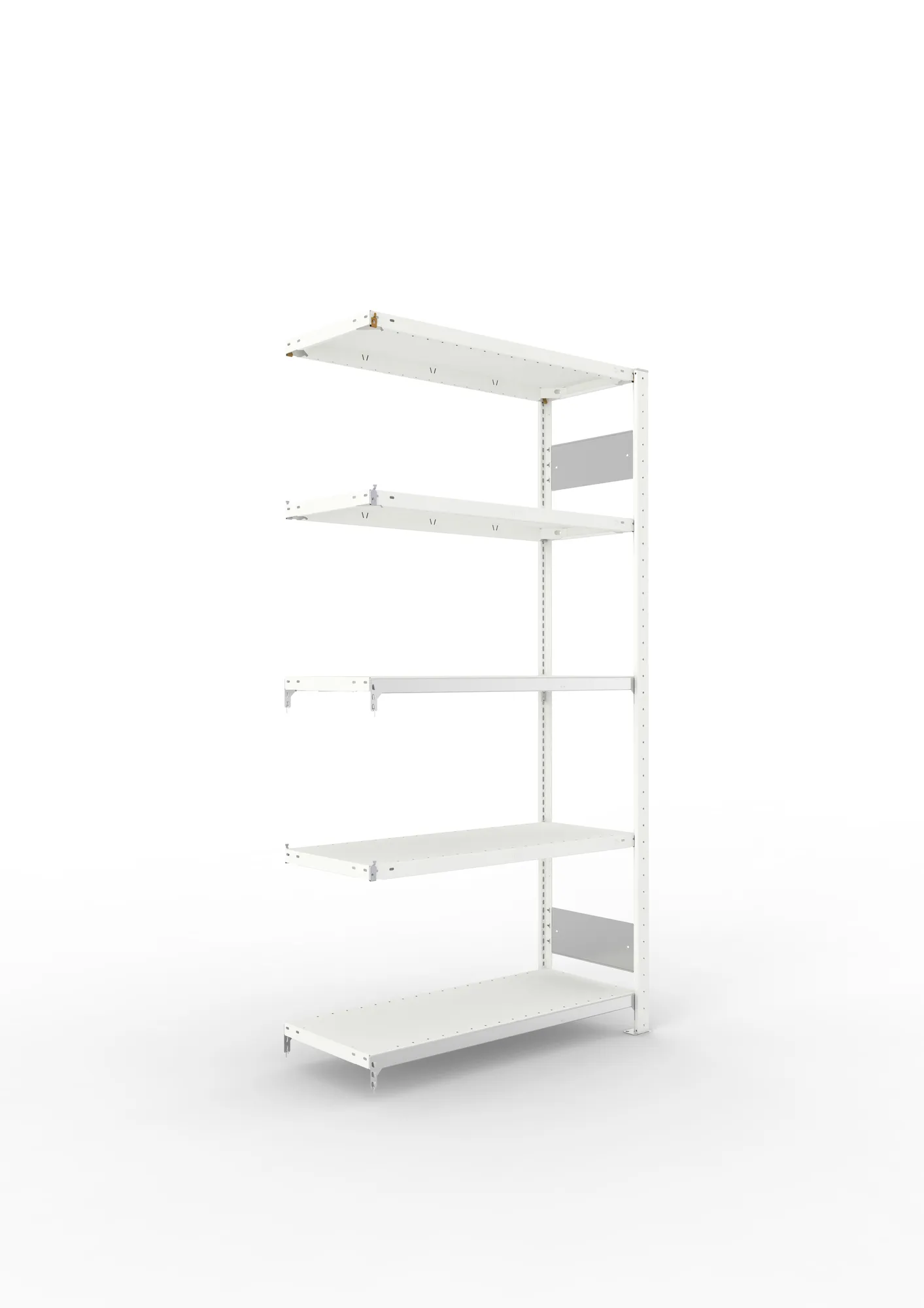 META CLIP S3 | Fachbodenregal | Anbauregal | 2000 x 1000 x 400 mm | Fachlast 150 kg | 4+1 Ebenen | Längsriegel | RAL 7035