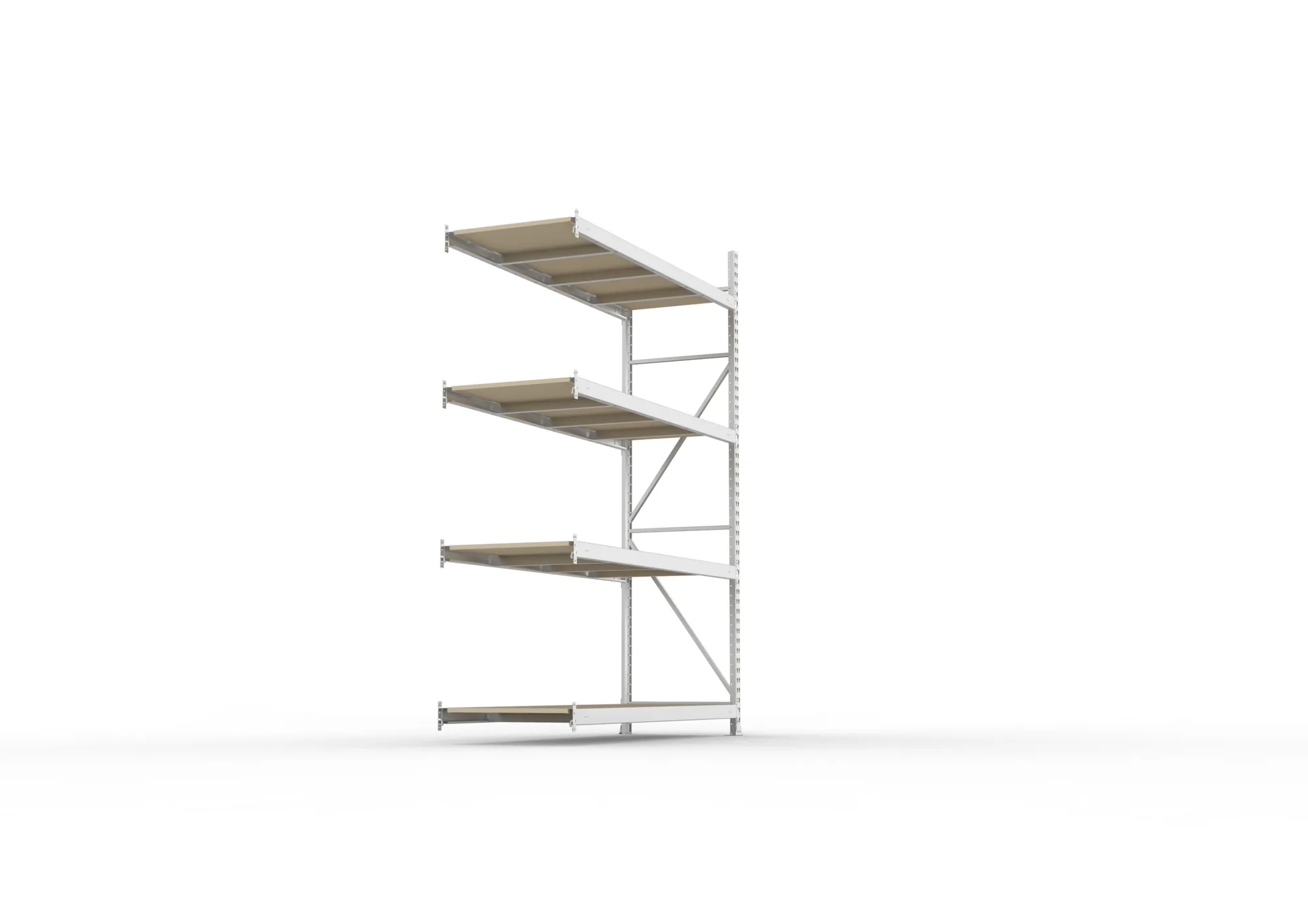 META MINI-RACK Weitspannregal | Anbauregal | 2500 x 1800 x 650 mm | Fachlast 600 kg | Spanplattenböden | 4 Ebenen