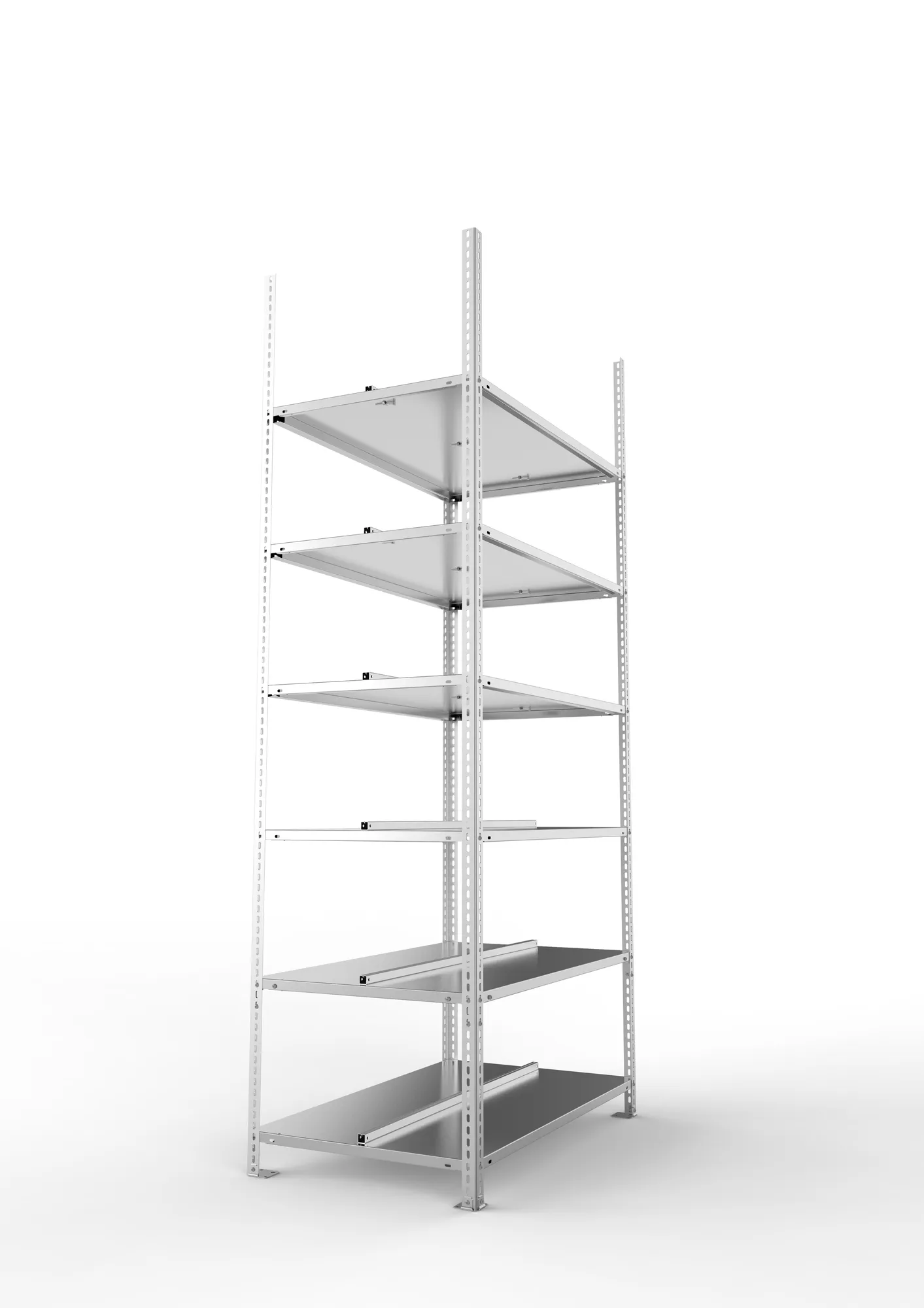 META FIX COMPACT | Büro-Schraubregal | Grundregal | 2200 x 1000 x 600 mm | Fachlast 100 kg | 6 Ebenen | verzinkt