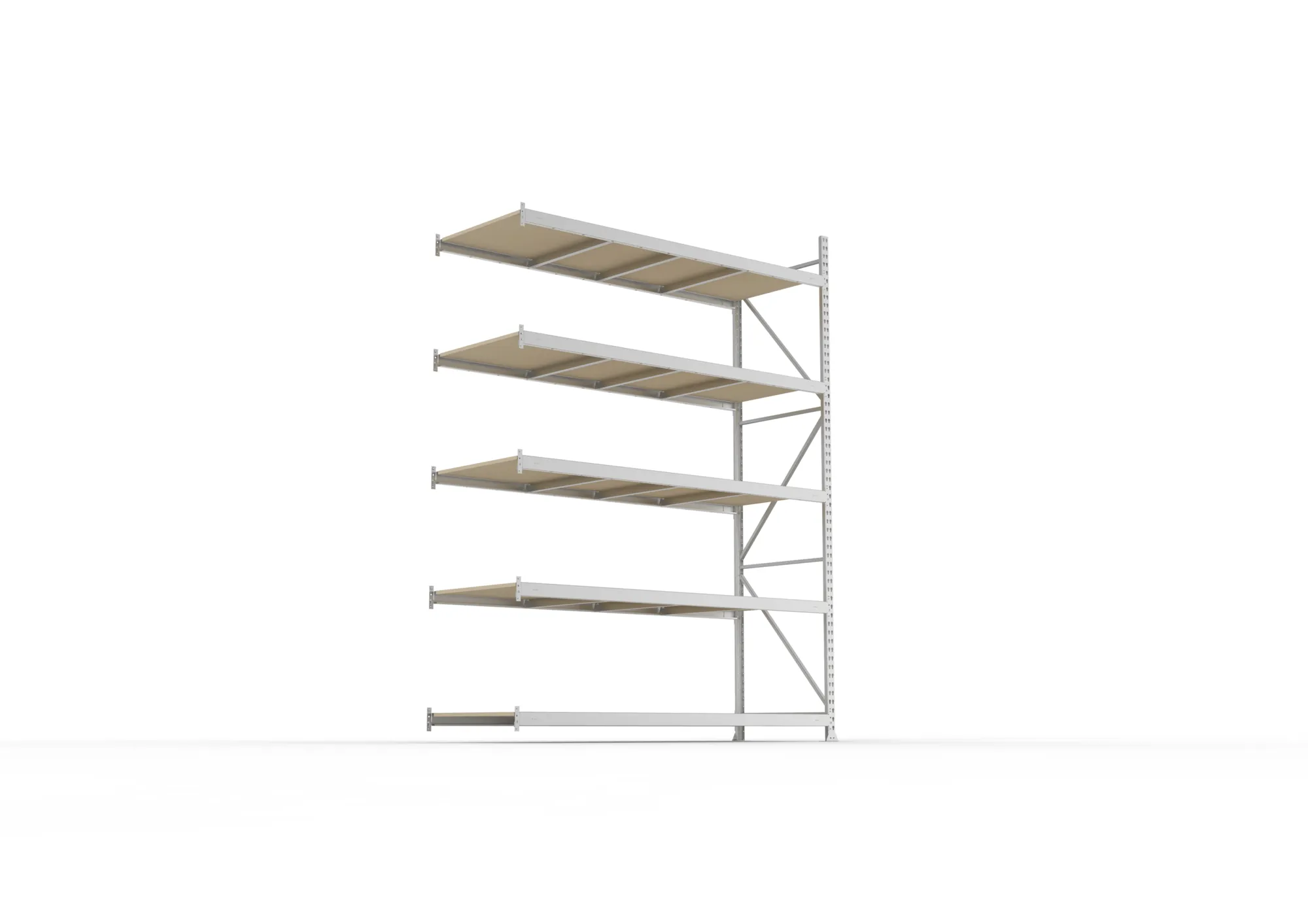 META MINI-RACK Weitspannregal | Anbauregal | 3000 x 2200 x 800 mm | Fachlast 600 kg | Spanplattenböden | 5 Ebenen