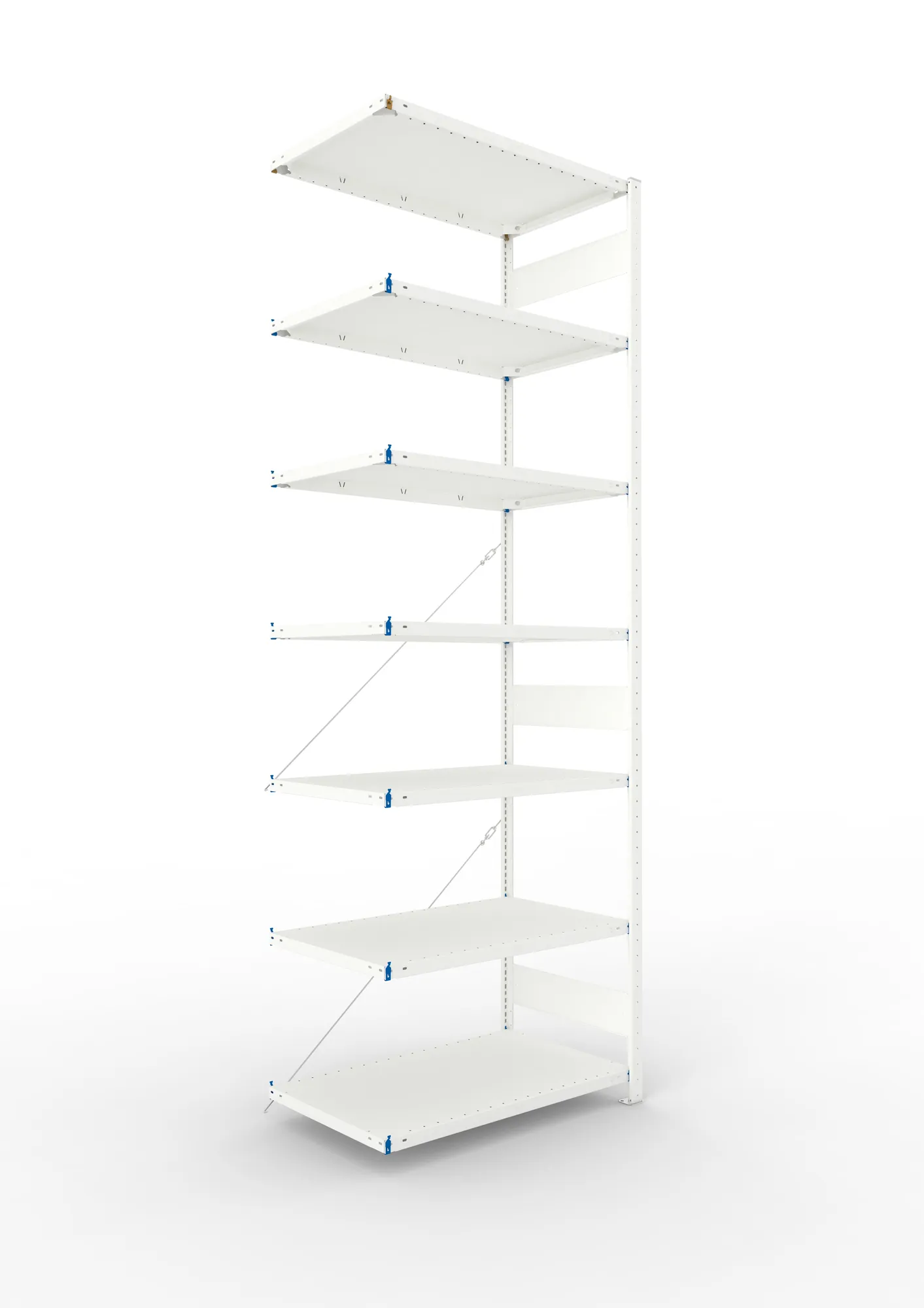 META CLIP | Fachbodenregal | Anbauregal | 3000 x 1000 x 600 mm | Fachlast 150 kg | 6+1 Ebenen | RAL 7035