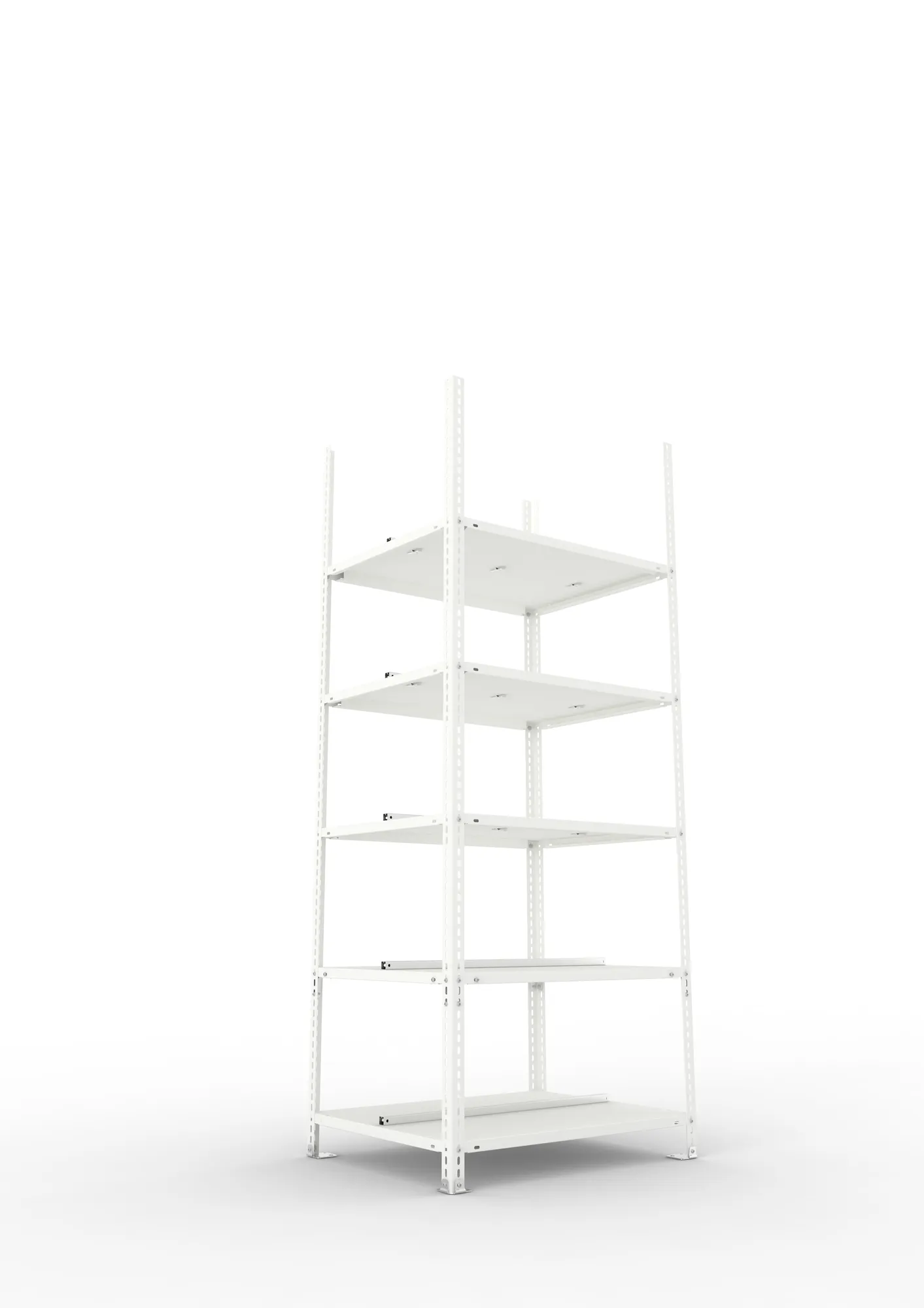 META FIX COMPACT | Büro-Schraubregal | Grundregal | 1850 x 750 x 600 mm | 90 kg | 5 Ebenen | RAL 7035