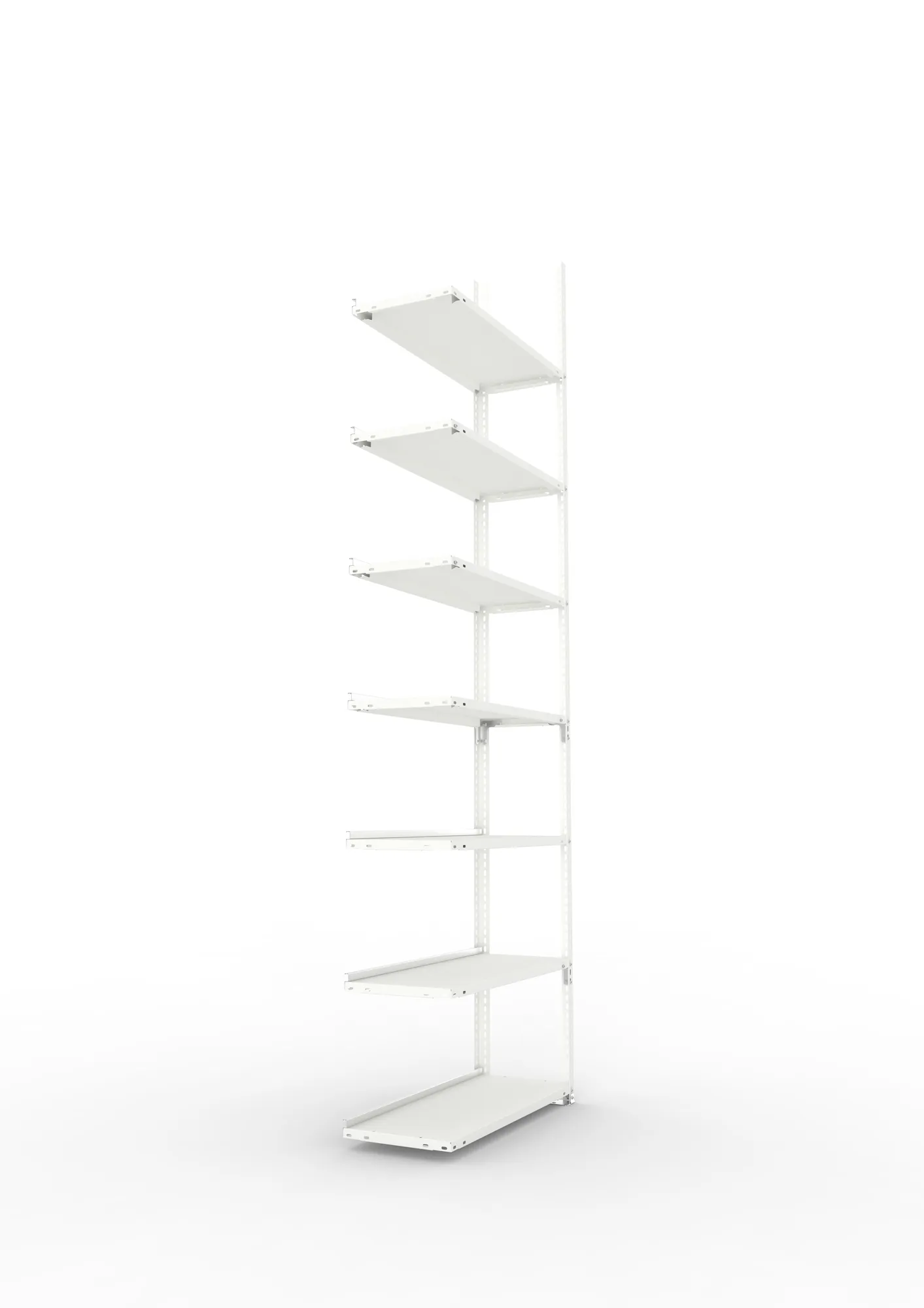 META FIX COMPACT | Büro-Schraubregal | Anbauregal | 2500 x 750 x 300 mm | Fachlast 80 kg | 7 Ebenen | RAL 7035