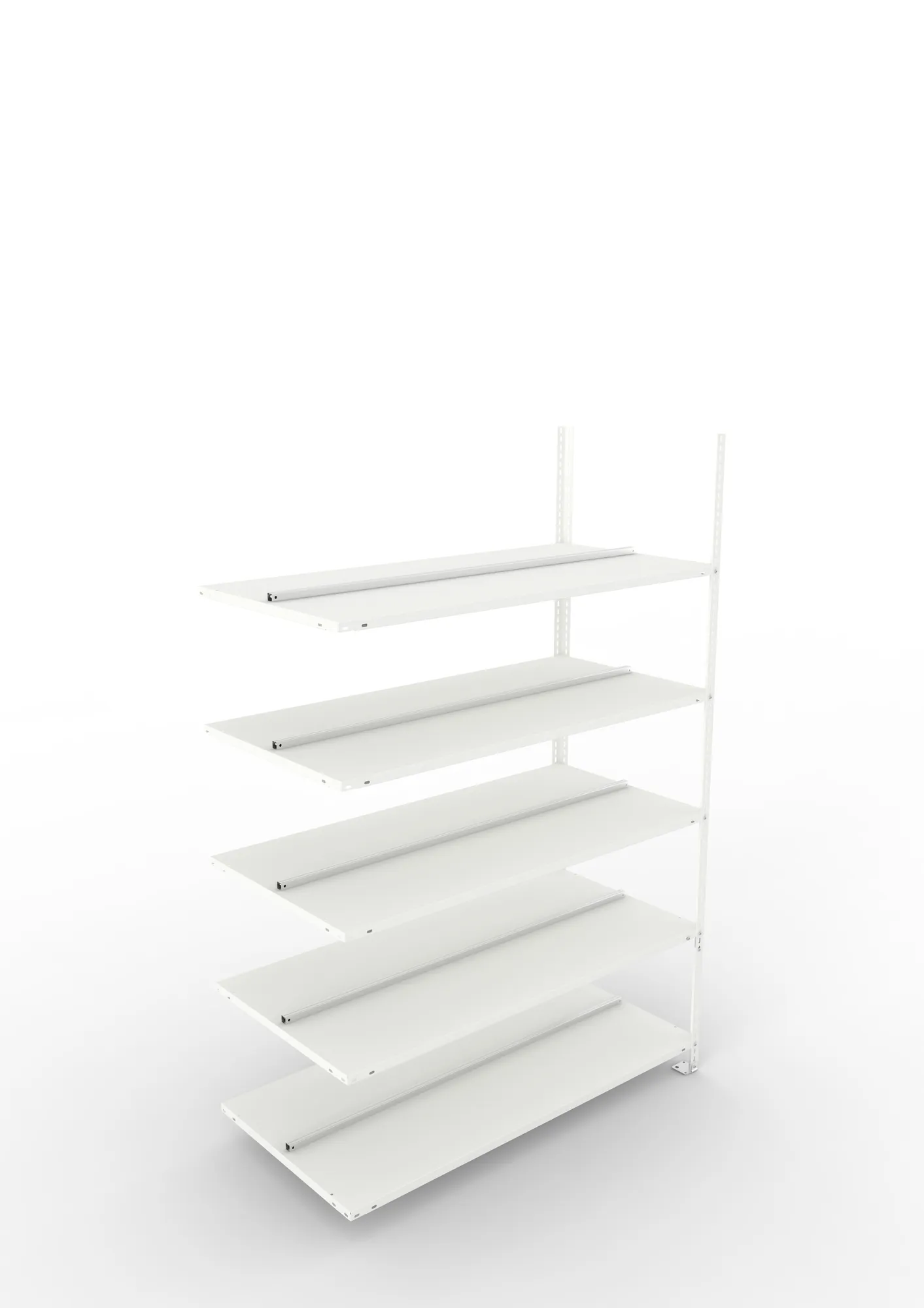 META FIX COMPACT | Büro-Schraubregal | Anbauregal | 1850 x 1250 x 600 mm | Fachlast 100 kg | 5 Ebenen | RAL 7035