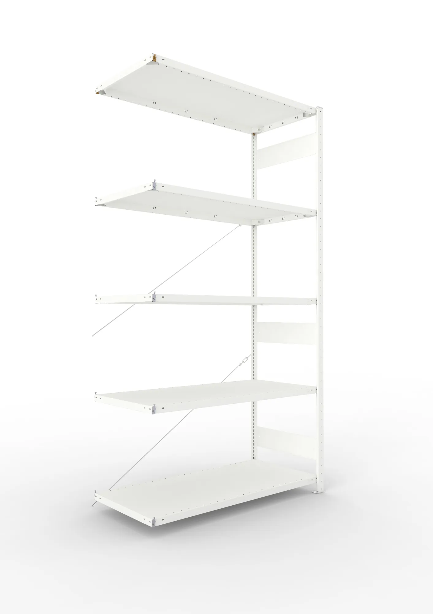 META CLIP | Fachbodenregal | Anbauregal | 2500 x 1300 x 600 mm | Fachlast 230 kg | 4+1 Ebenen | RAL 7035