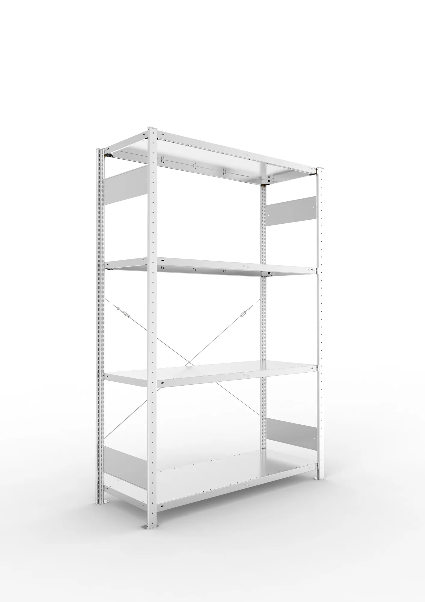 META CLIP S3 | Fachbodenregal | Grundregal | 2000 x 1300 x 500 mm | Fachlast 150 kg | 3+1 Ebenen | verzinkt