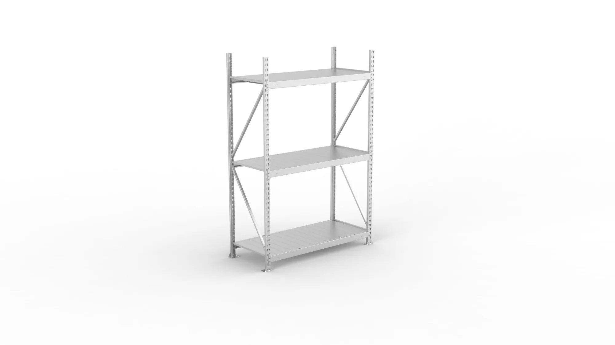 META MINI-RACK Weitspannregal | Grundregal | 2200 x 1400 x 650 mm | Fachlast 600 kg | Stahlpaneelböden | 3 Ebenen