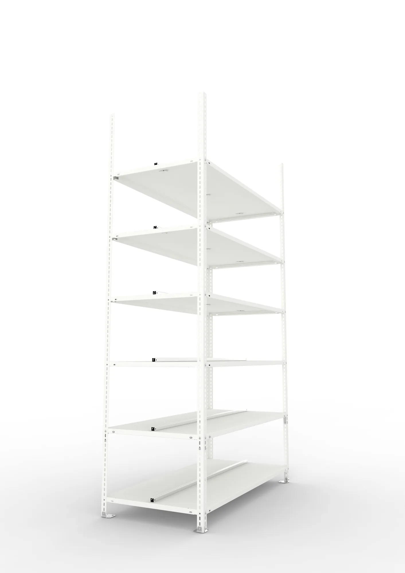 META FIX COMPACT | Büro-Schraubregal | Grundregal | 2200 x 1250 x 600 mm | Fachlast 100 kg | 6 Ebenen | RAL 7035