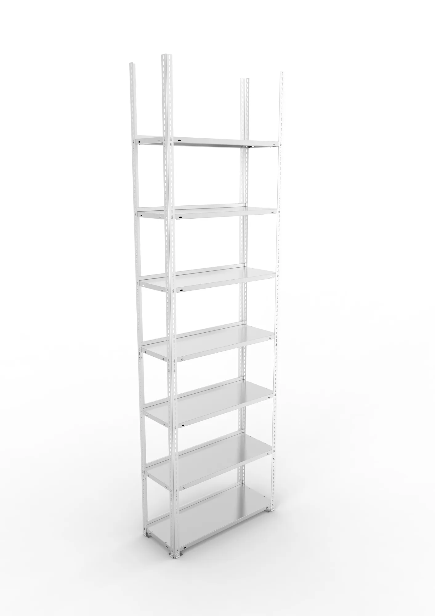 META FIX COMPACT | Büro-Schraubregal | Grundregal | 2500 x 750 x 300 mm | Fachlast 80 kg | 7 Ebenen | verzinkt