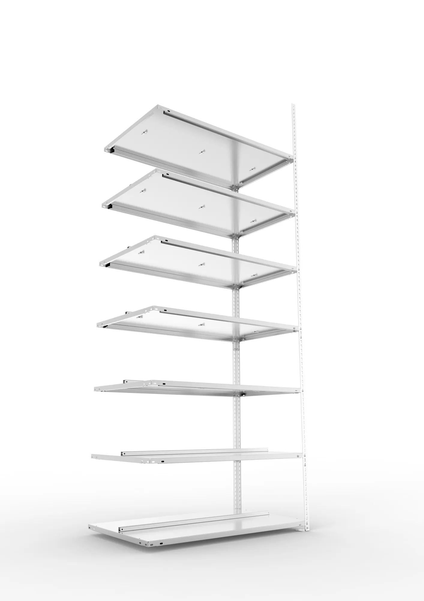 META FIX COMPACT | Büro-Schraubregal | Anbauregal | 2500 x 1000 x 600 mm | Fachlast 100 kg | 7 Ebenen | verzinkt