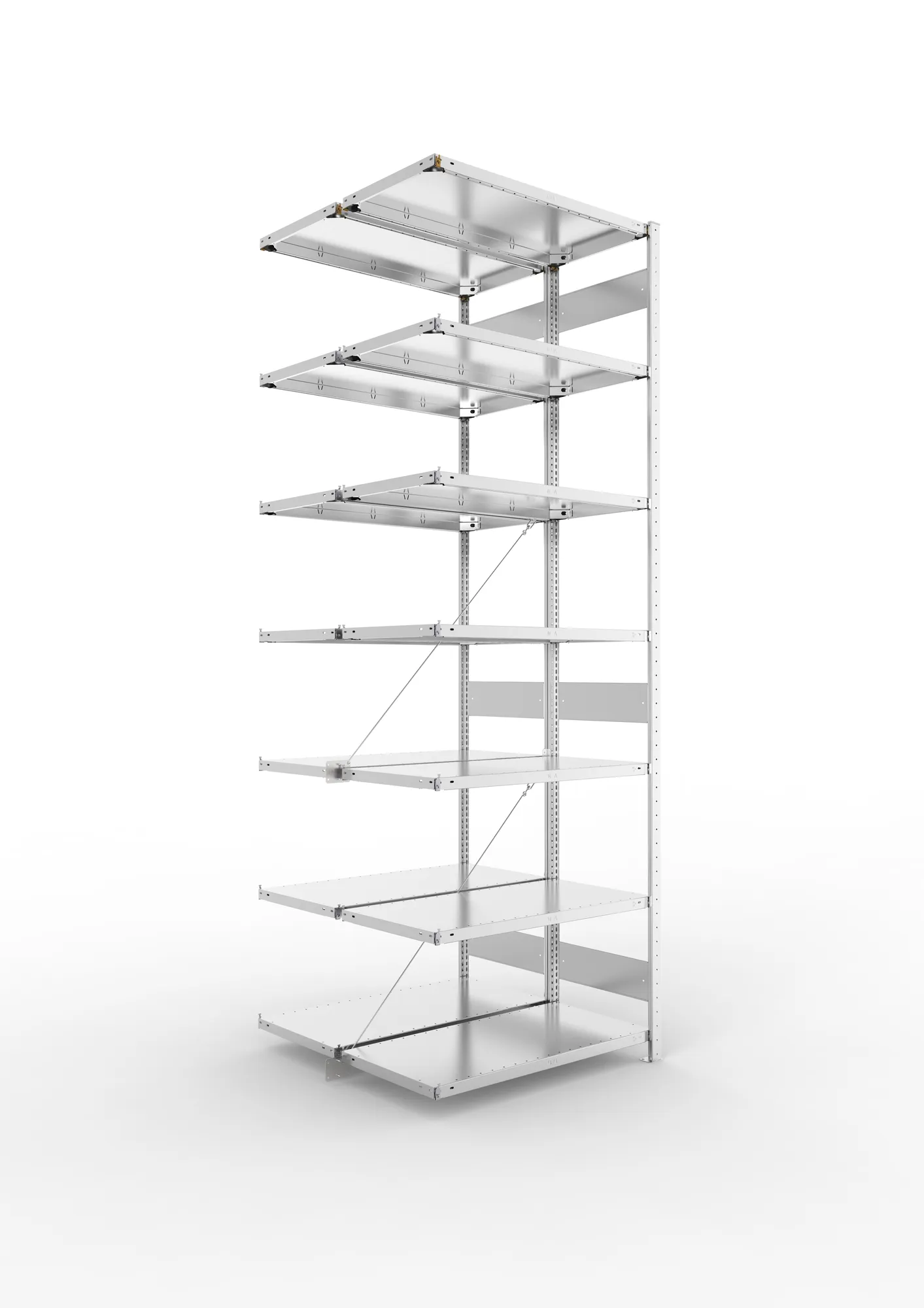 META CLIP | Fachbodenregal | Doppel-Anbauregal | 3000 x 1000 x 500 mm | Fachlast 150 kg | 6+1 Ebenen | verzinkt