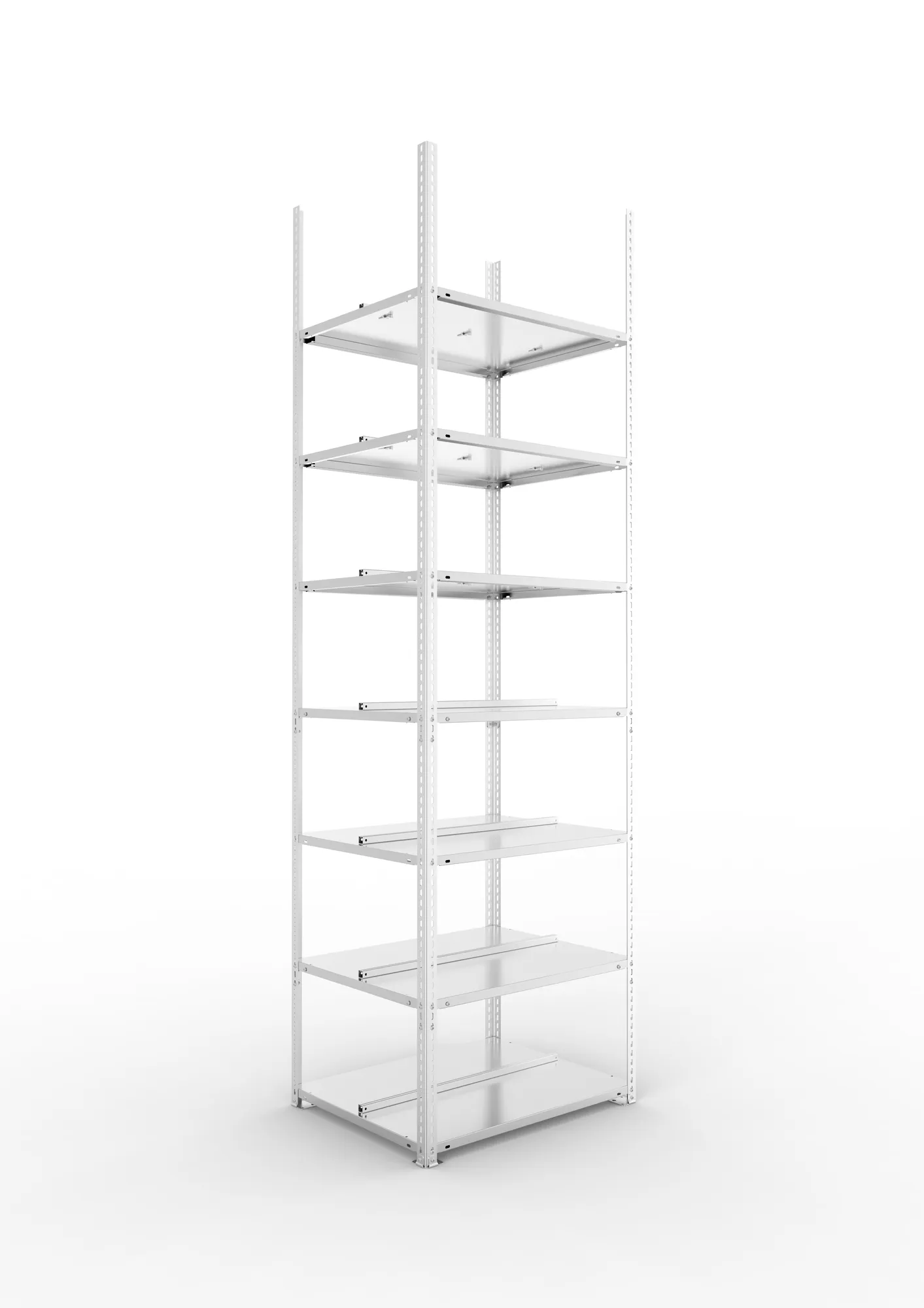 META FIX COMPACT | Büro-Schraubregal | Grundregal | 2500 x 750 x 600 mm | Fachlast 100 kg | 7 Ebenen | verzinkt