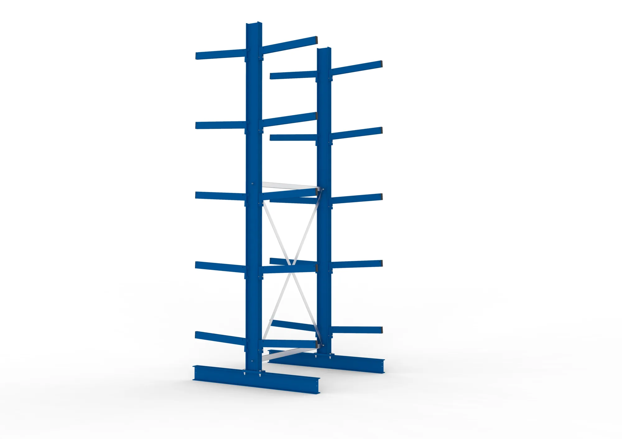 META MULTISTRONG M | Kragarmregal | Grundregal | 3500 x 1300 x 600 mm | Armlast 355 kg | doppelseitig | 5+1 Ebenen