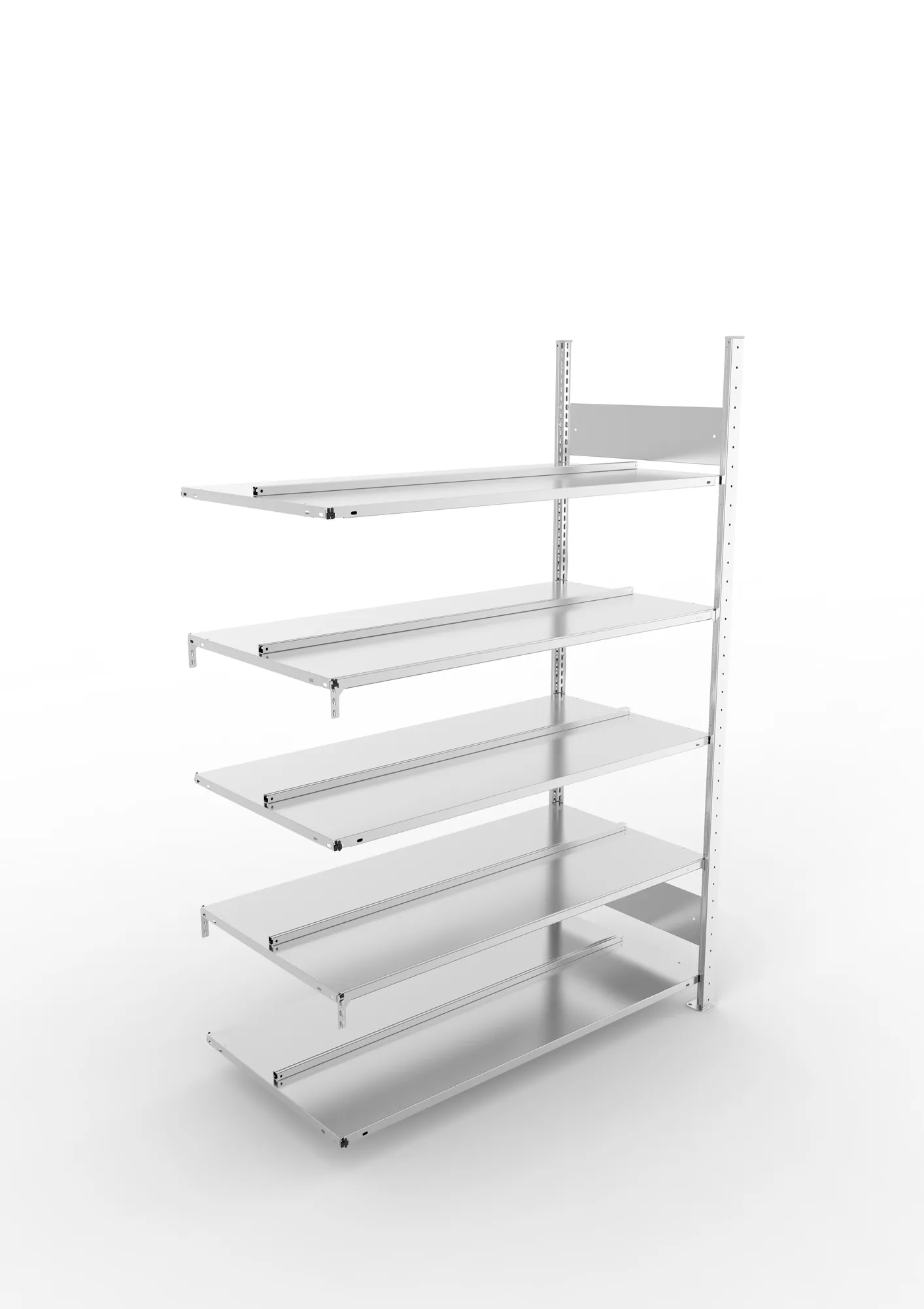 META COMPACT S3| Büro-Steckregal | Doppel-Anbauregal | 1850 x 1250 x 600 mm | Fachlast 100 kg | 5 Ebenen | Mittelanschlag | verzinkt