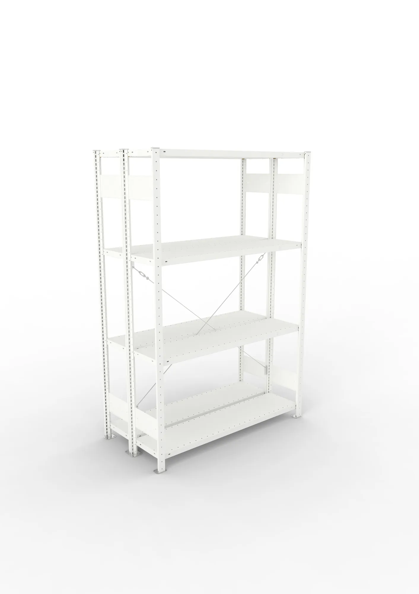 META CLIP | Fachbodenregal | Doppel-Grundregal | 2000 x 1300 x 300 mm | Fachlast 230 kg | 3+1 Ebenen | RAL 7035